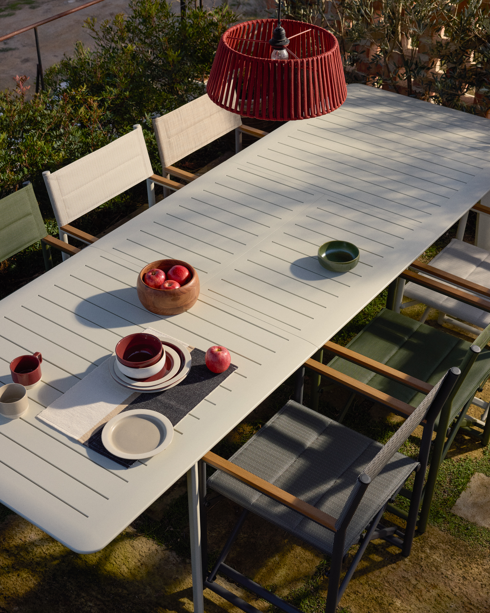 Kave Home Brela uitschuifbare tafel van aluminium in naturelkleur 205(287) x 100 cm - Afbeelding 4