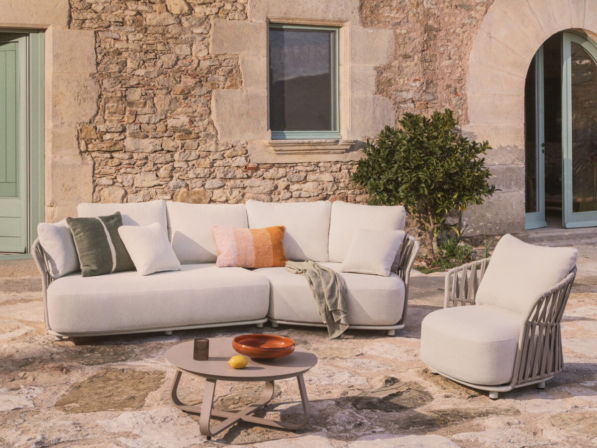 Kave Home Osani geronde module van ecru aluminium en taupe touw 167 cm - Afbeelding 4