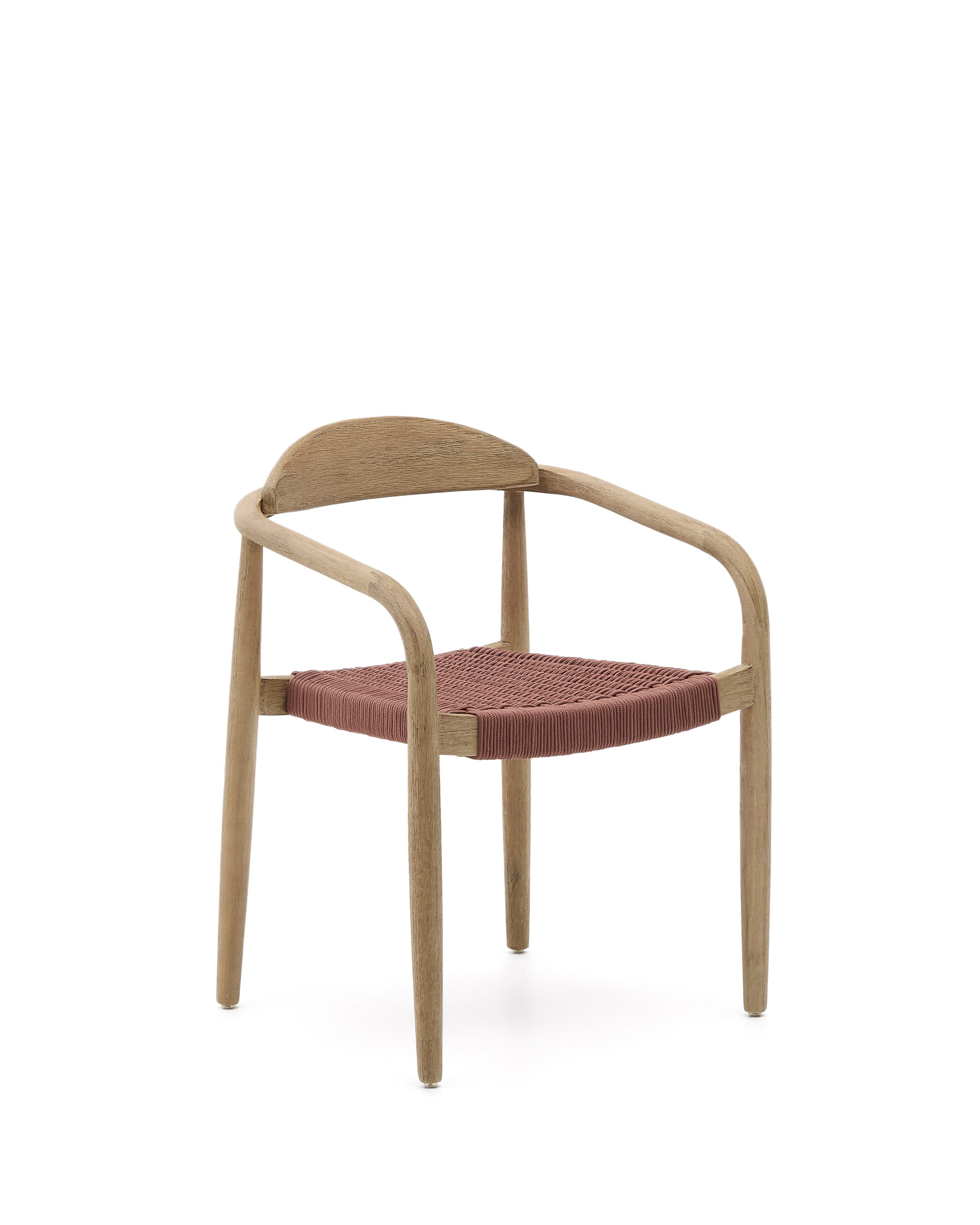 Kave Home Nina stapelbare stoel van massief acaciahout en terracotta touw FSC 100% - Afbeelding 6