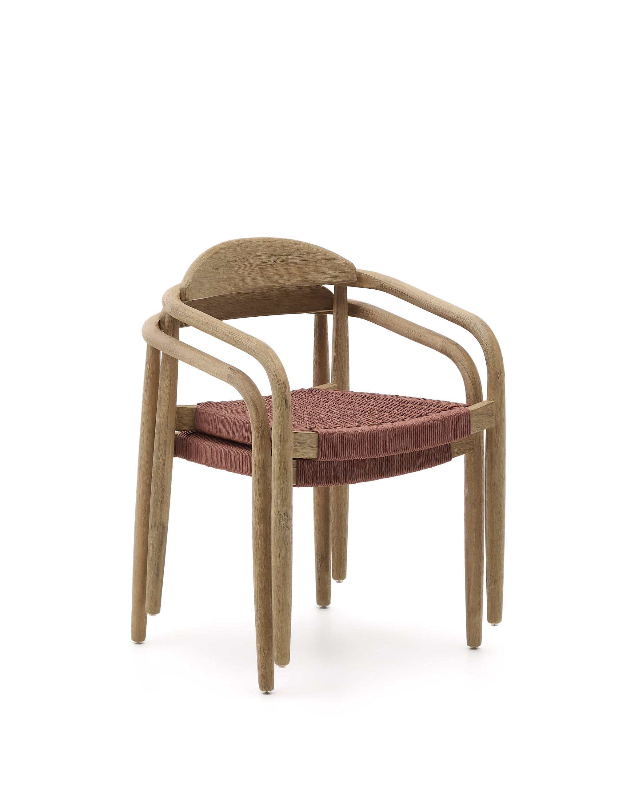 Kave Home Nina stapelbare stoel van massief acaciahout en terracotta touw FSC 100% - Afbeelding 13