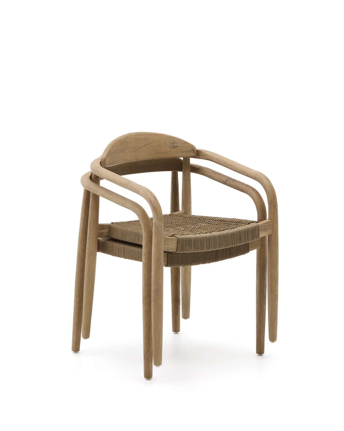 Kave Home Nina stapelbare stoel van massief acaciahout en beige touw FSC 100% - Afbeelding 13