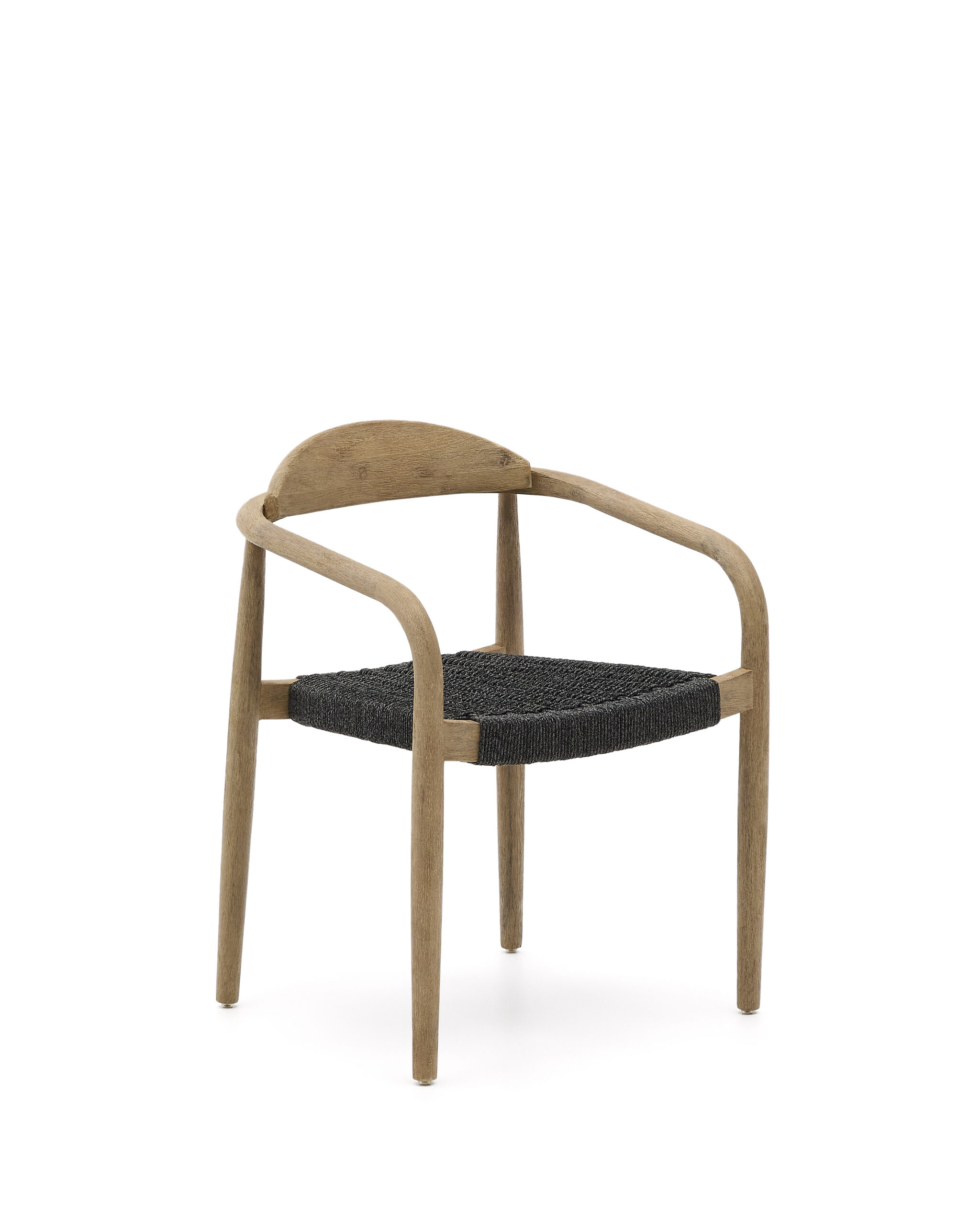 Kave Home Nina stapelbare stoel van massief acaciahout en zwart touw FSC 100% - Afbeelding 6