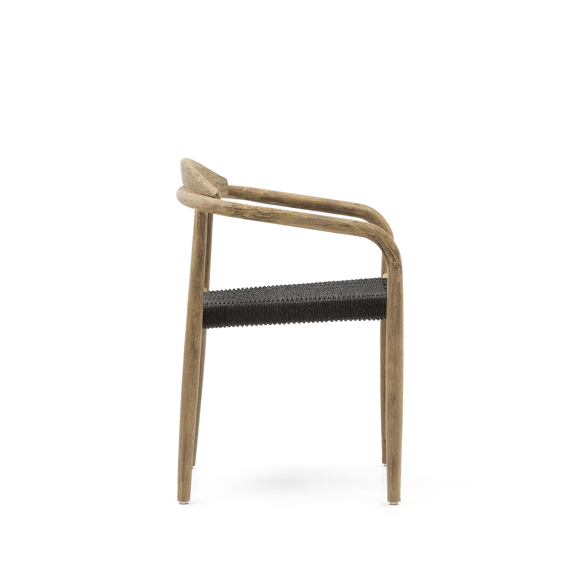 Kave Home Nina stapelbare stoel van massief acaciahout en zwart touw FSC 100% - Afbeelding 7