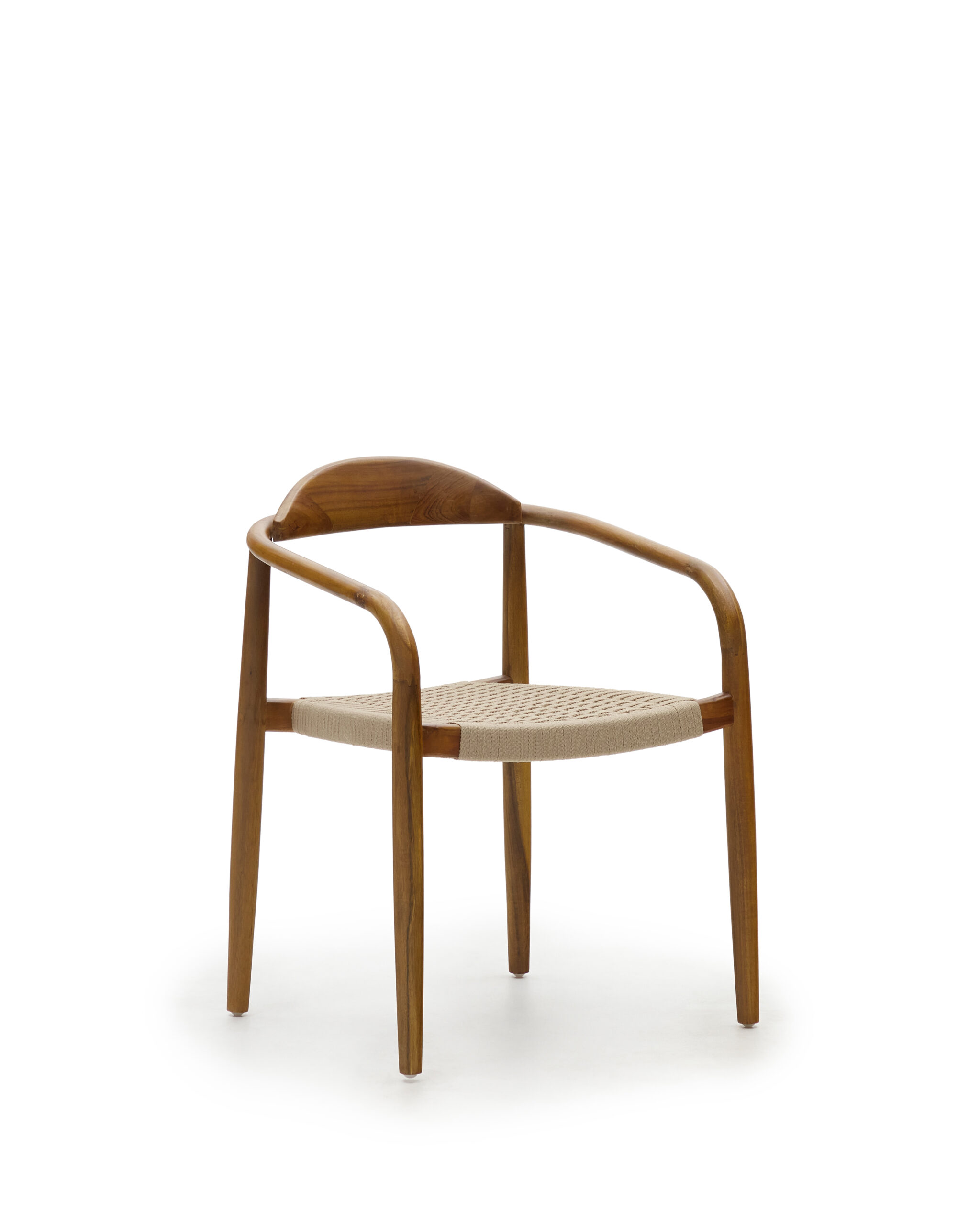 Kave Home Nina stapelbare stoel van massief acaciahout met walnootafwerking en beige touw FSC 100% - Afbeelding 6