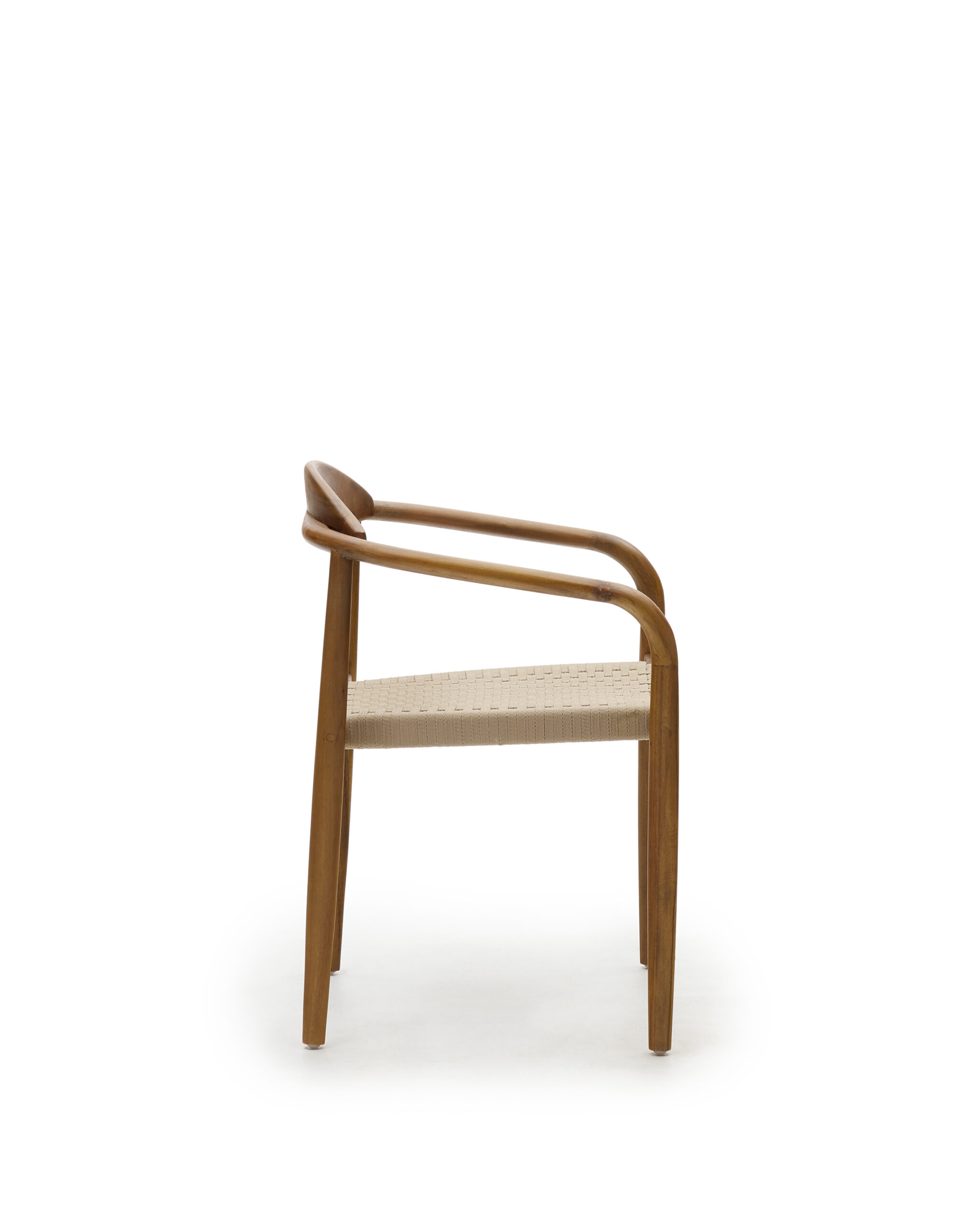 Kave Home Nina stapelbare stoel van massief acaciahout met walnootafwerking en beige touw FSC 100% - Afbeelding 8