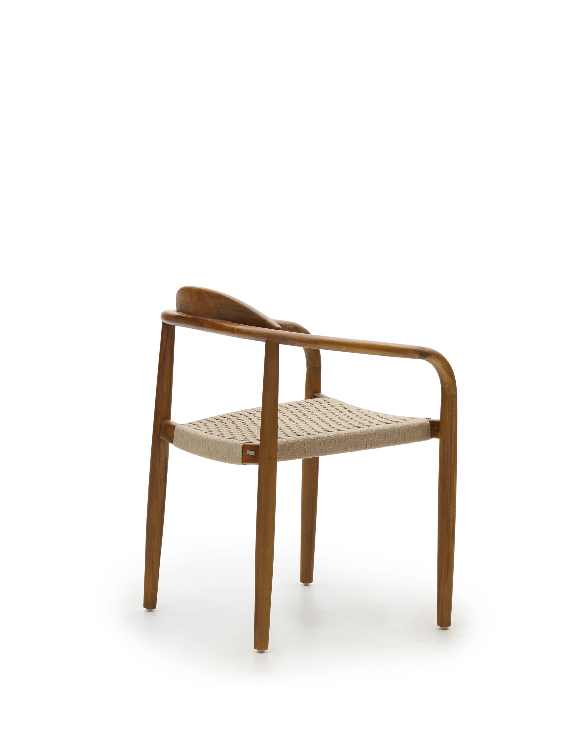 Kave Home Nina stapelbare stoel van massief acaciahout met walnootafwerking en beige touw FSC 100% - Afbeelding 10