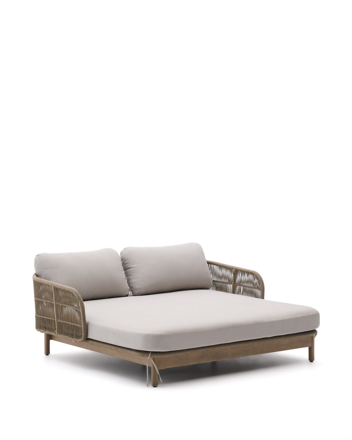 Kave Home Catalina 2-persoons ligstoel van beige touw en massief acaciahout FSC 100%