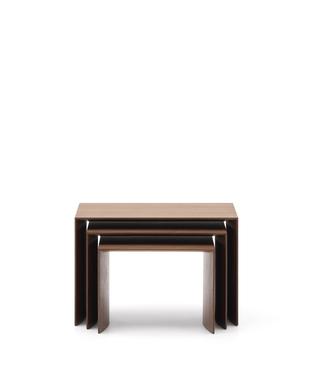 Kave Home Set van 3 in elkaar passende bijzettafels Litto van natuurlijk afgewerkt walnootfineer FSC Mix Credit 60 x 40 / 51 x 36 / 42 x 31 cm - Afbeelding 8