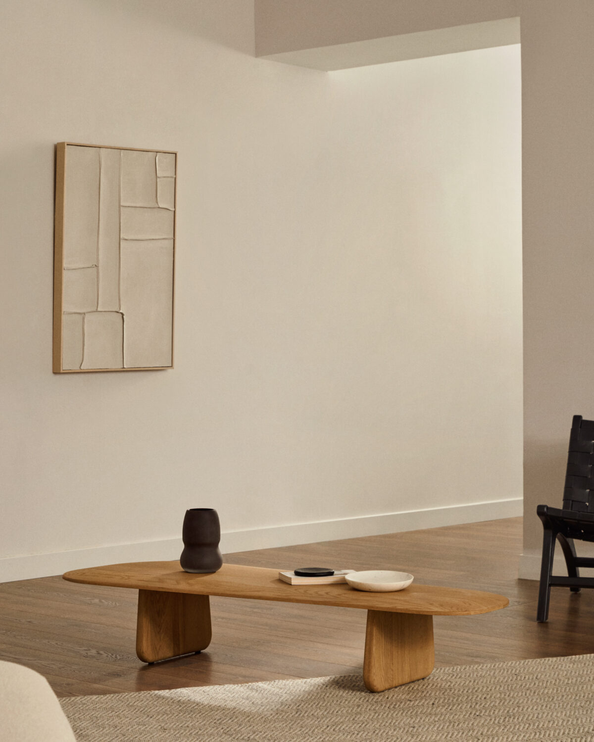 Kave Home Pirita salontafel van massief eikenhout met naturel afwerking 146 x 56,5 cm FSC 100% - Afbeelding 8