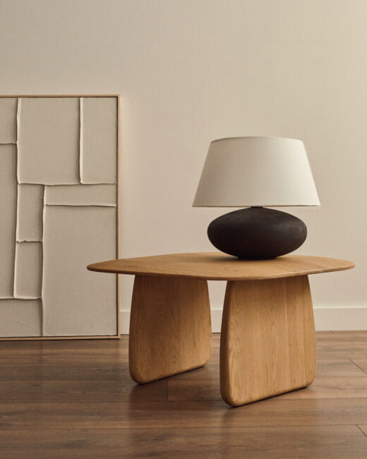 Kave Home Pirita bijzettafel van massief eikenhout met naturel afwerking 71 x 70 cm FSC 100%