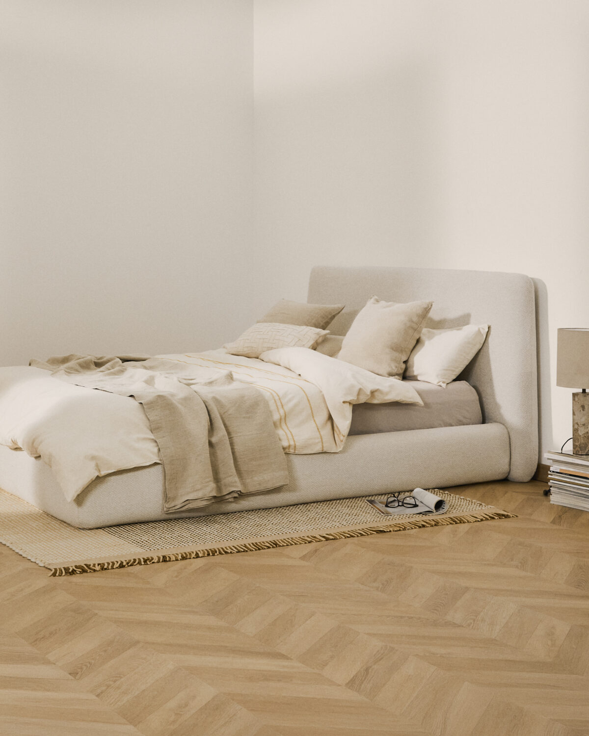 Kave Home Martina bed met afneembare hoes van ecru chenille voor matras van 180 x 200 cm - Afbeelding 13