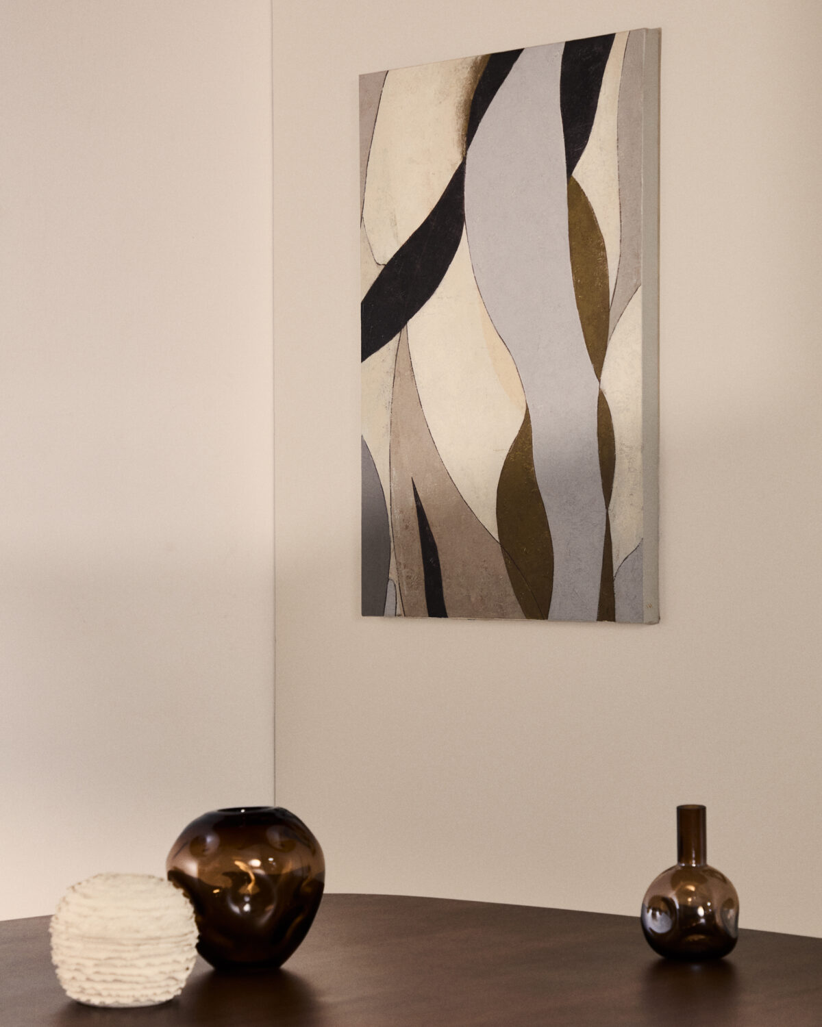 Kave Home Marvilo abstract canvas grijs en mosterdgeel 60 x 90 cm - Afbeelding 10