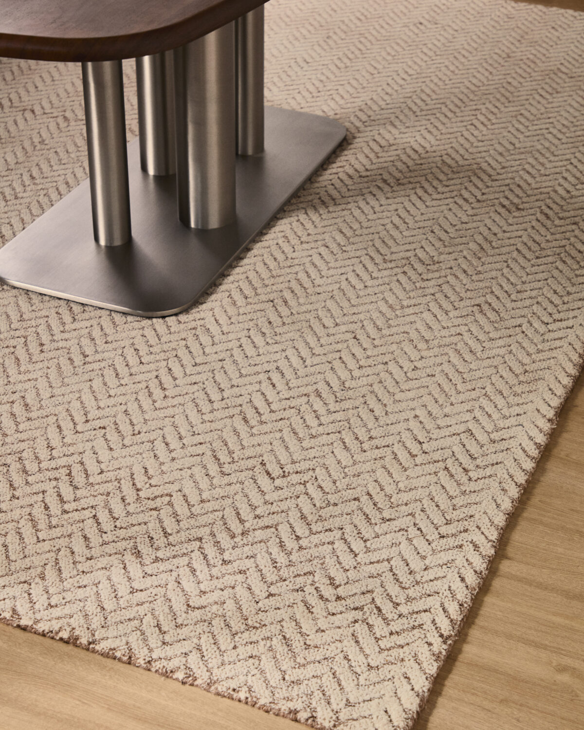 Kave Home Calira beige wollen tapijt in gevlochten jacquardmotief 230 x 160 cm - Afbeelding 6
