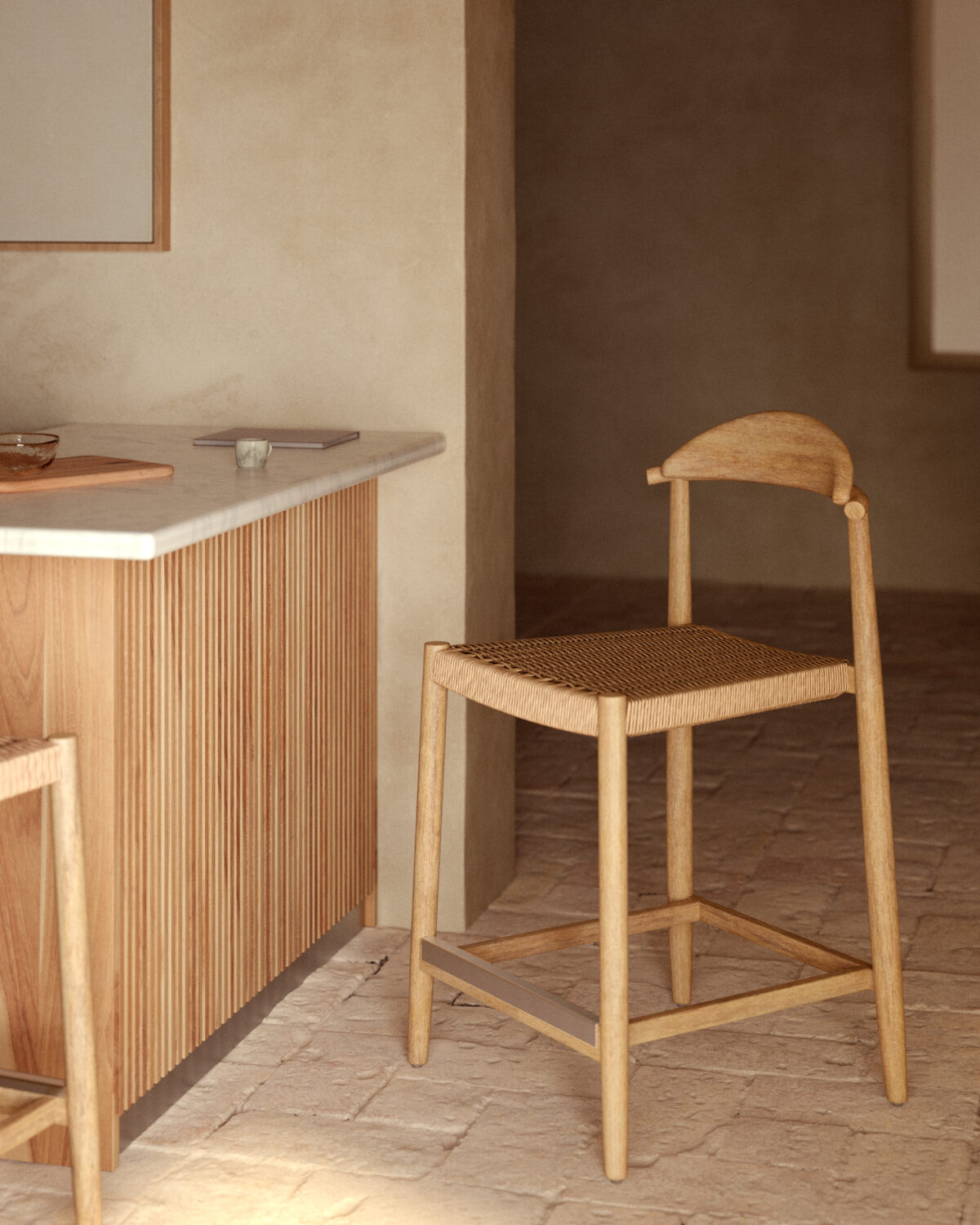 Kave Home Nina massief acaciahouten kruk hoogte 62 cm FSC 100% - Afbeelding 2