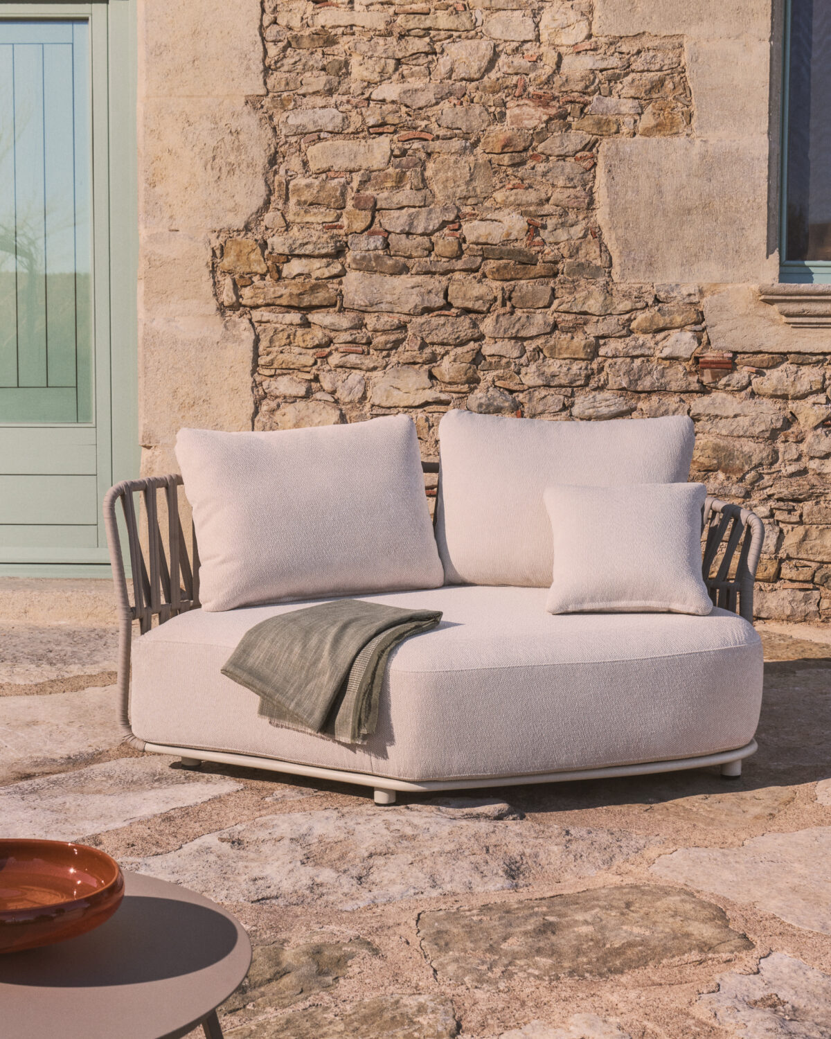 Kave Home Osani geronde module van ecru aluminium en taupe touw 167 cm - Afbeelding 2