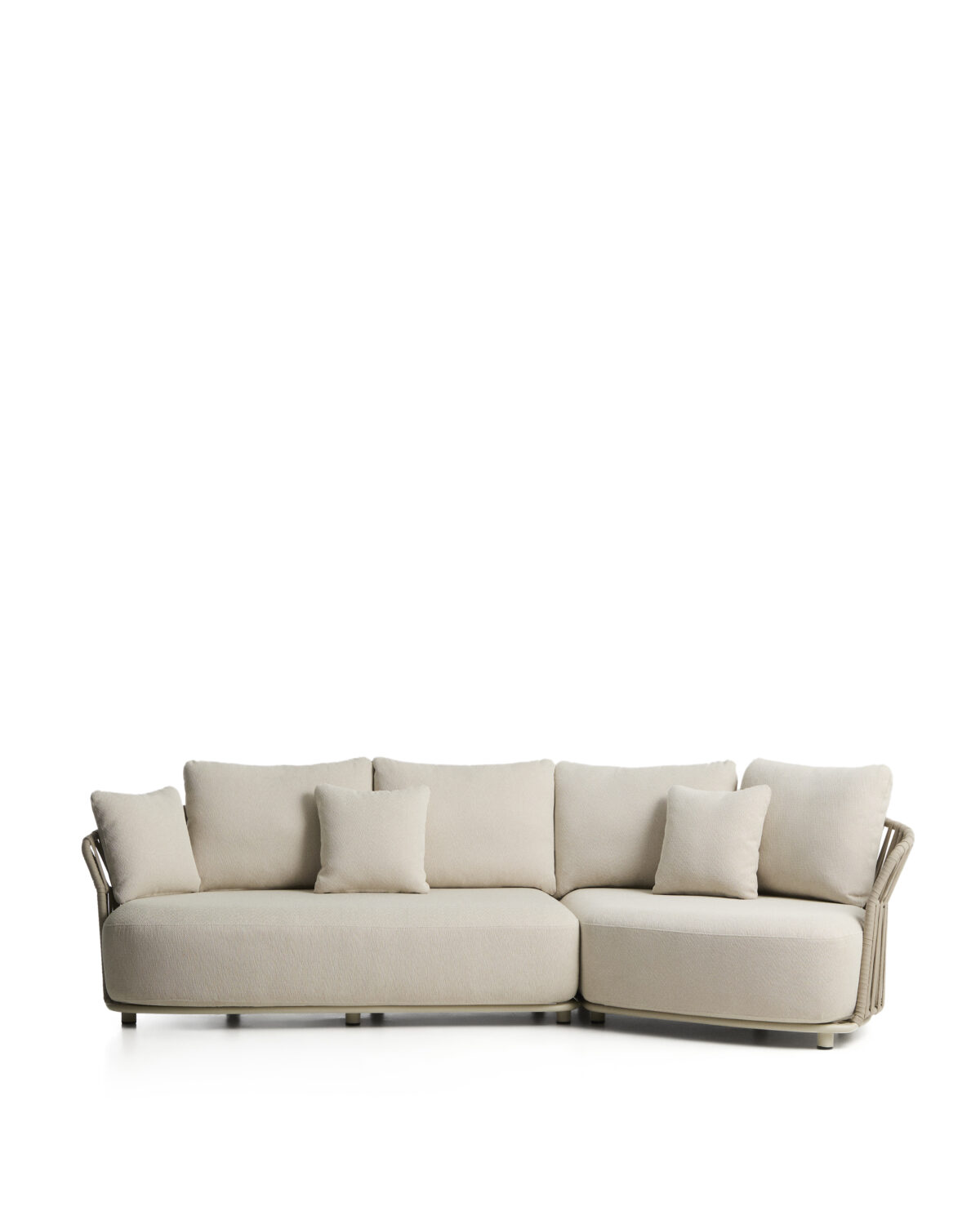 Kave Home Osani 2-zitsbank en geronde module van ecru aluminium en taupe touw 274 cm - Afbeelding 3