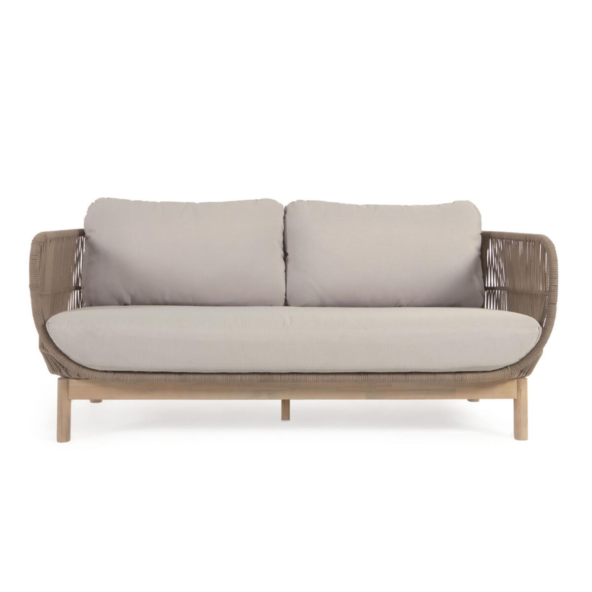Kave Home Catalina 3-zitsbank gemaakt met beige touw en FSC massief acaciahout 170 cm - Afbeelding 7