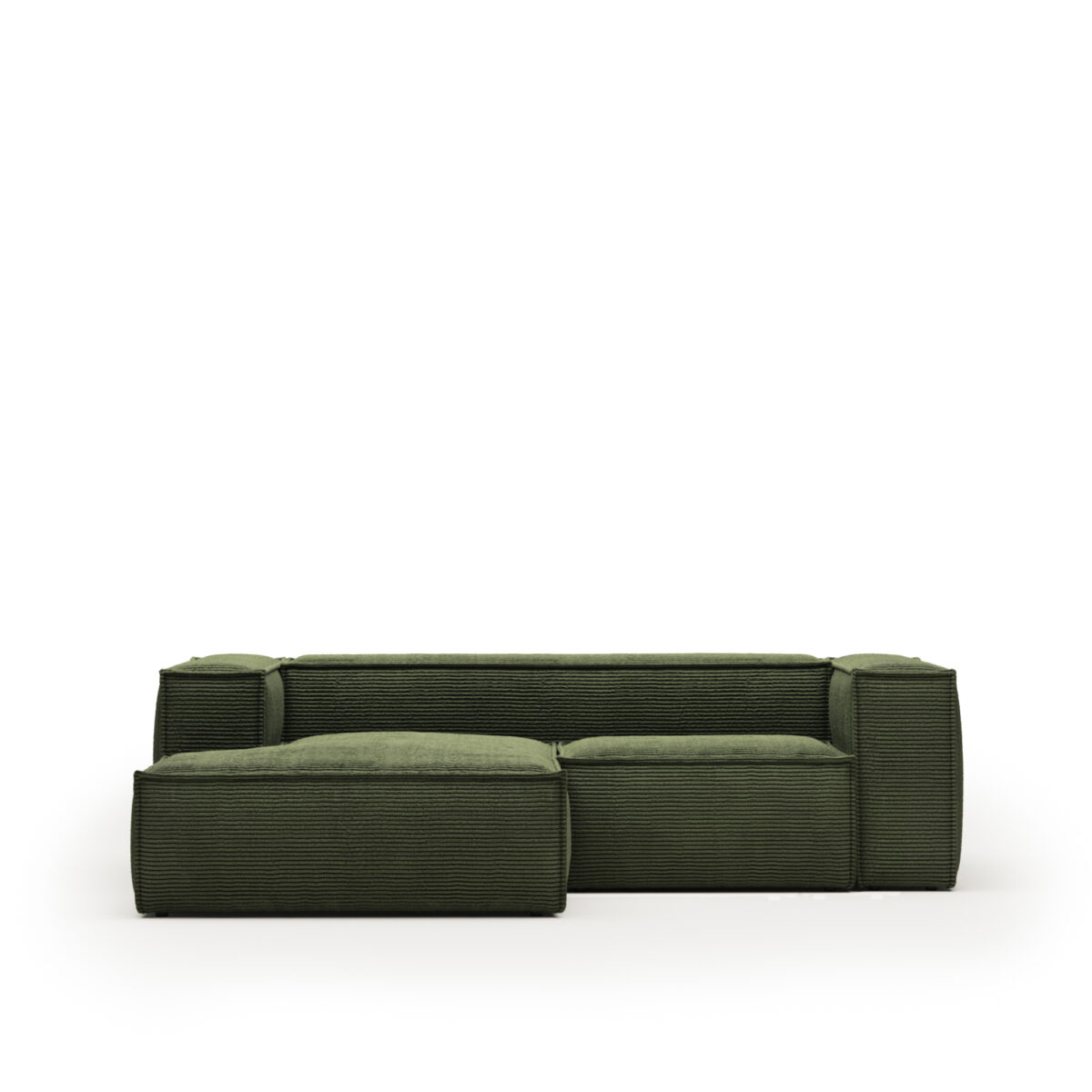 Kave Home Blok 2-zitsbank in dik groen ribfluweel en met chaise longue links 240 cm FSC Mix Credit - Afbeelding 11