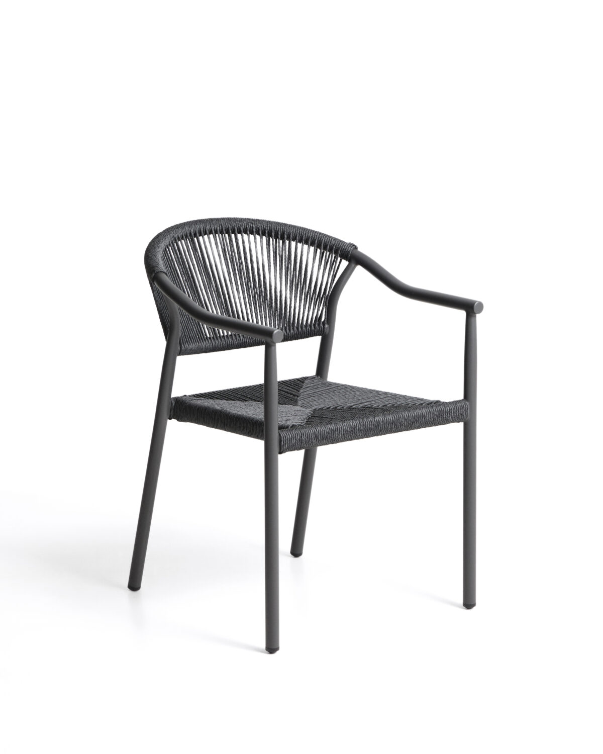 Kave Home Livadia stapelbare outdoor stoel van grafietkleurig aluminium