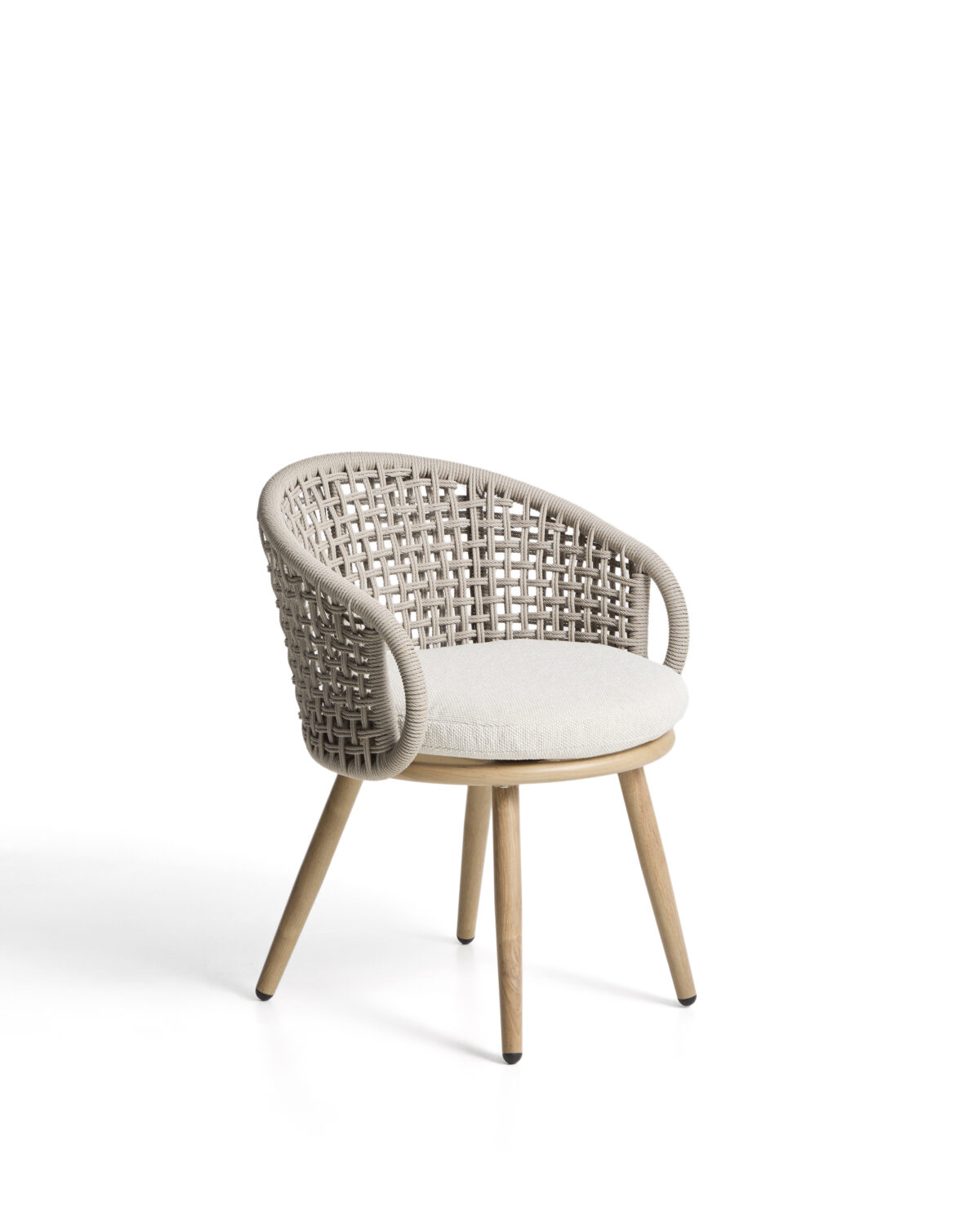 Kave Home Lidario outdoor stoel van aluminium met houteffect en taupe synthetisch touw - Afbeelding 5