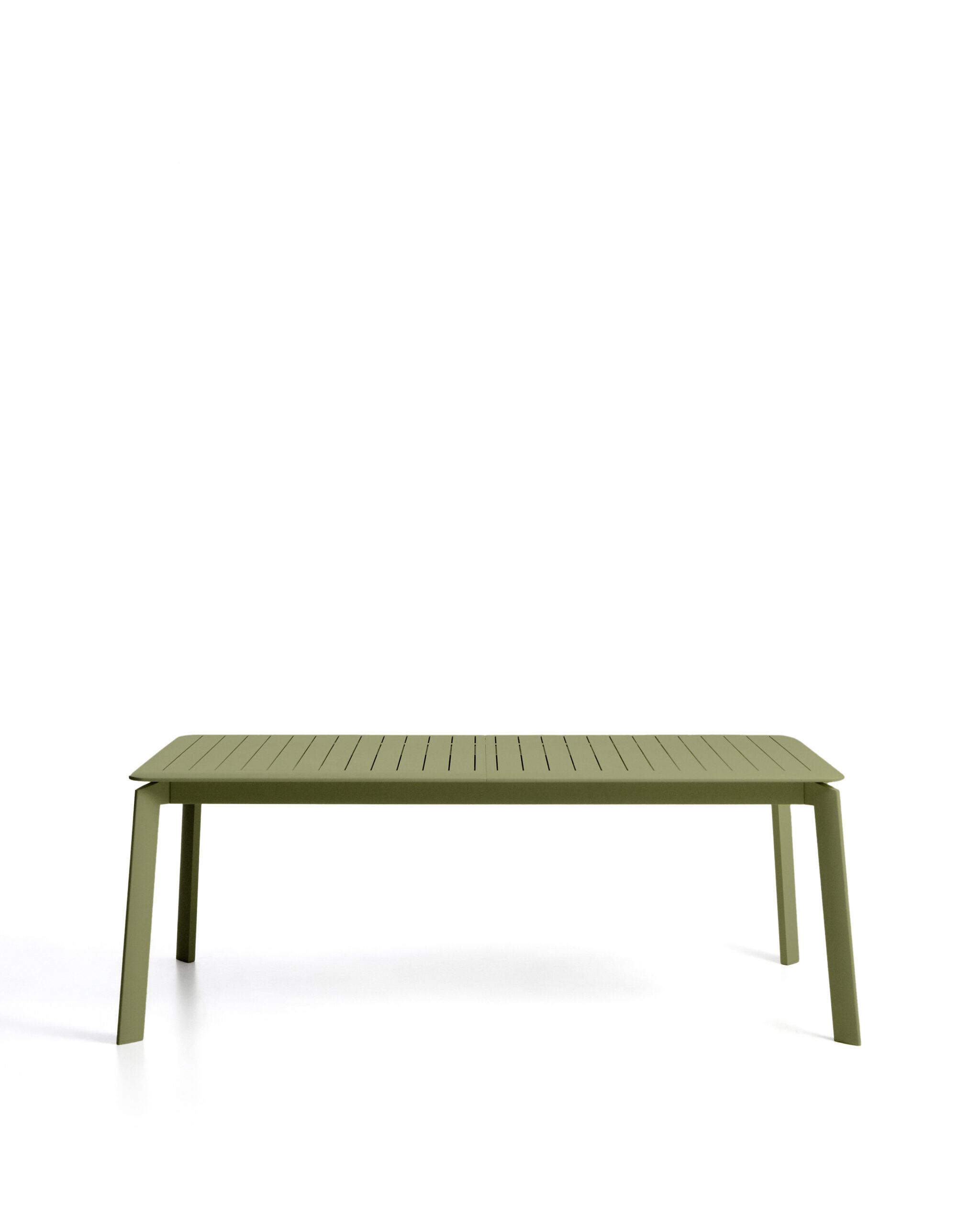 Kave Home Brela uitschuifbare tafel van groen aluminium 205(287) x 100 cm