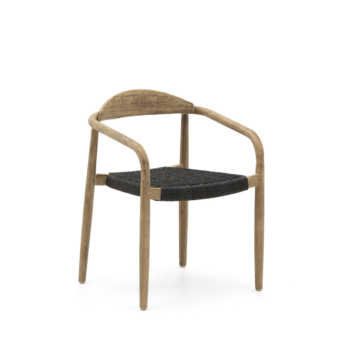 Kave Home Nina stapelbare stoel van massief acaciahout en zwart touw FSC 100%