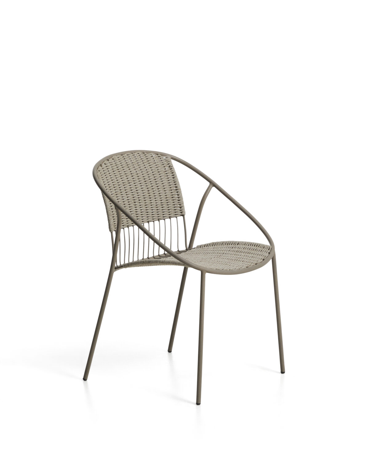 Kave Home Atrani stapelbare outdoor stoel van gegalvaniseerd staal en taupekleurig touw - Afbeelding 5