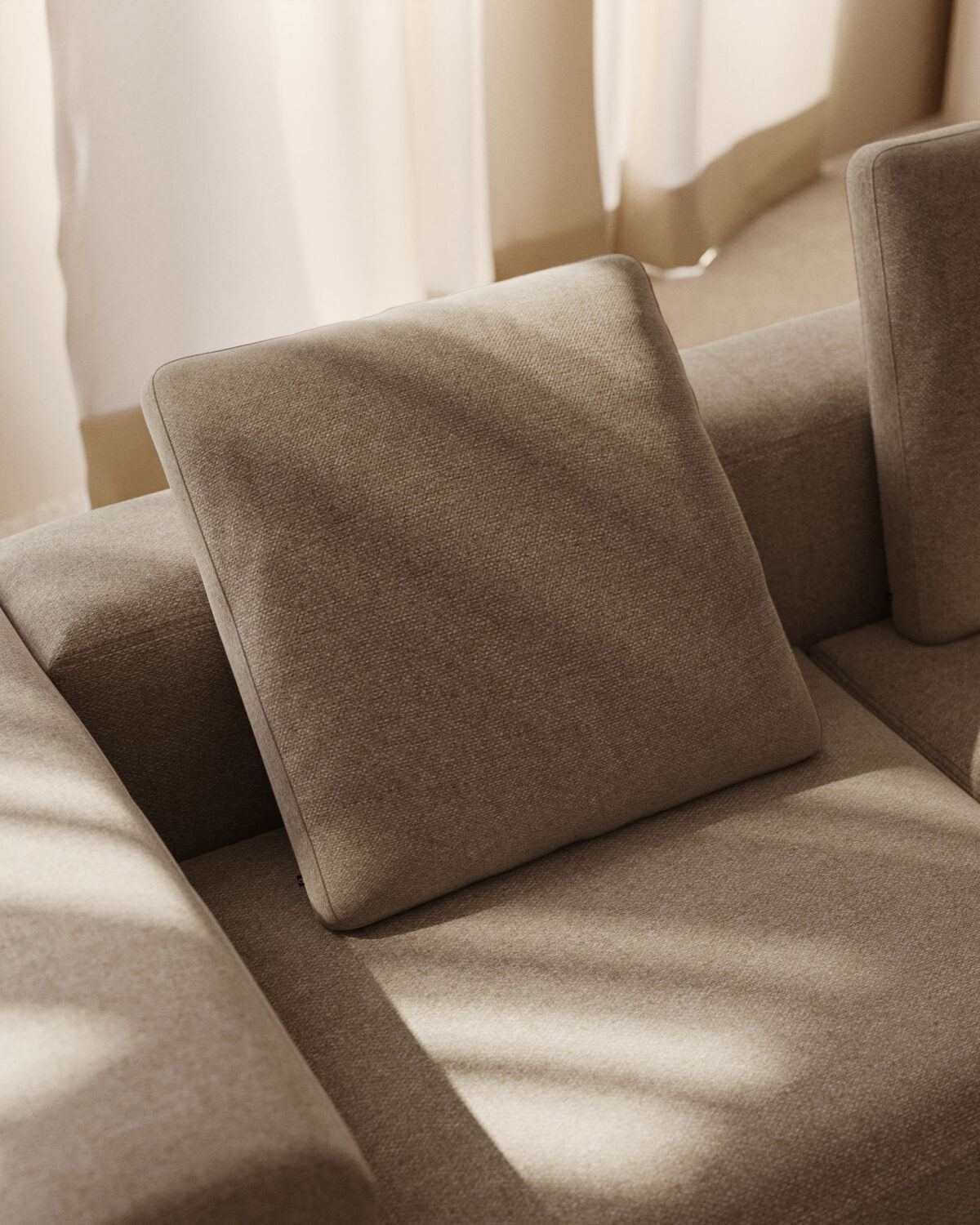 Kave Home Blok-kussen in chenille beige 60 x 60 cm - Afbeelding 5