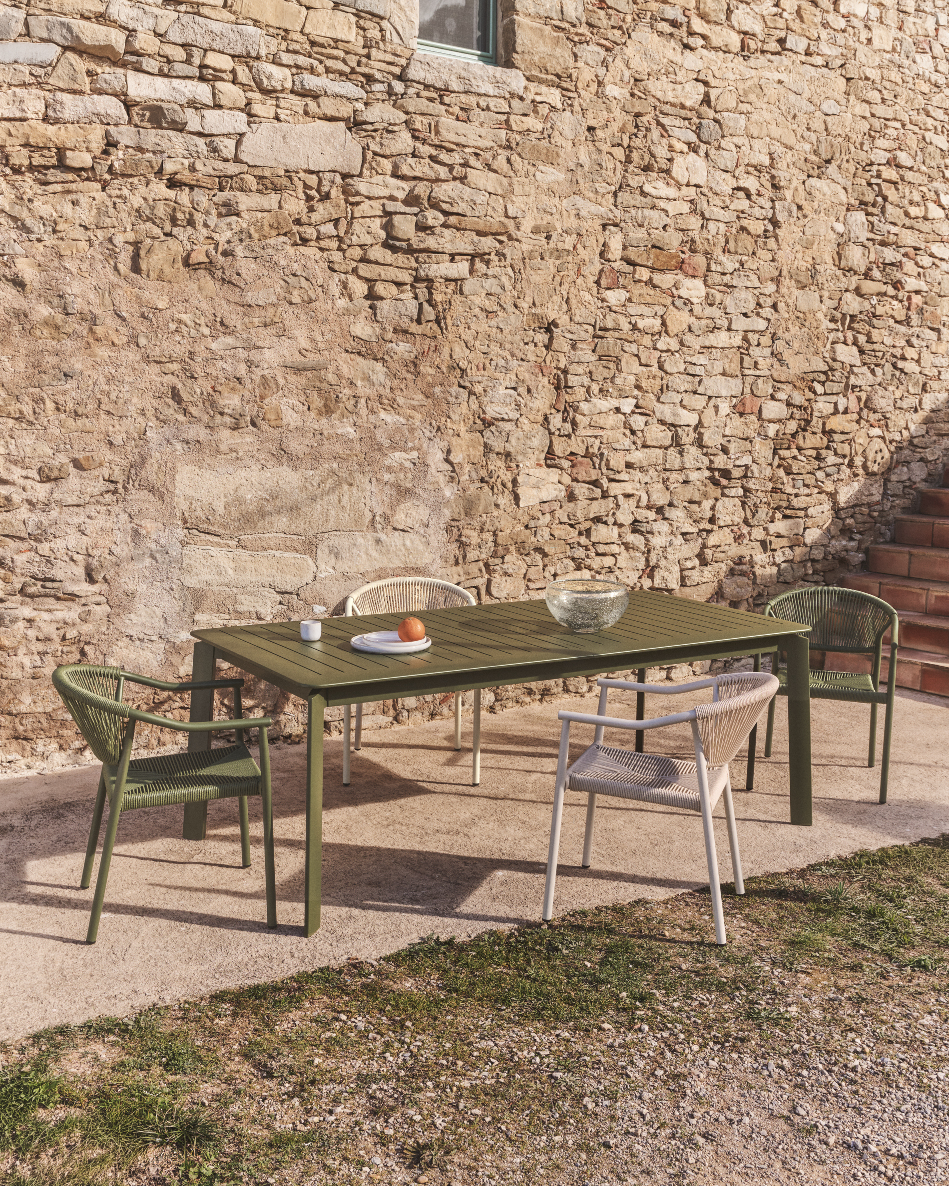 Kave Home Brela uitschuifbare tafel van groen aluminium 205(287) x 100 cm - Afbeelding 2