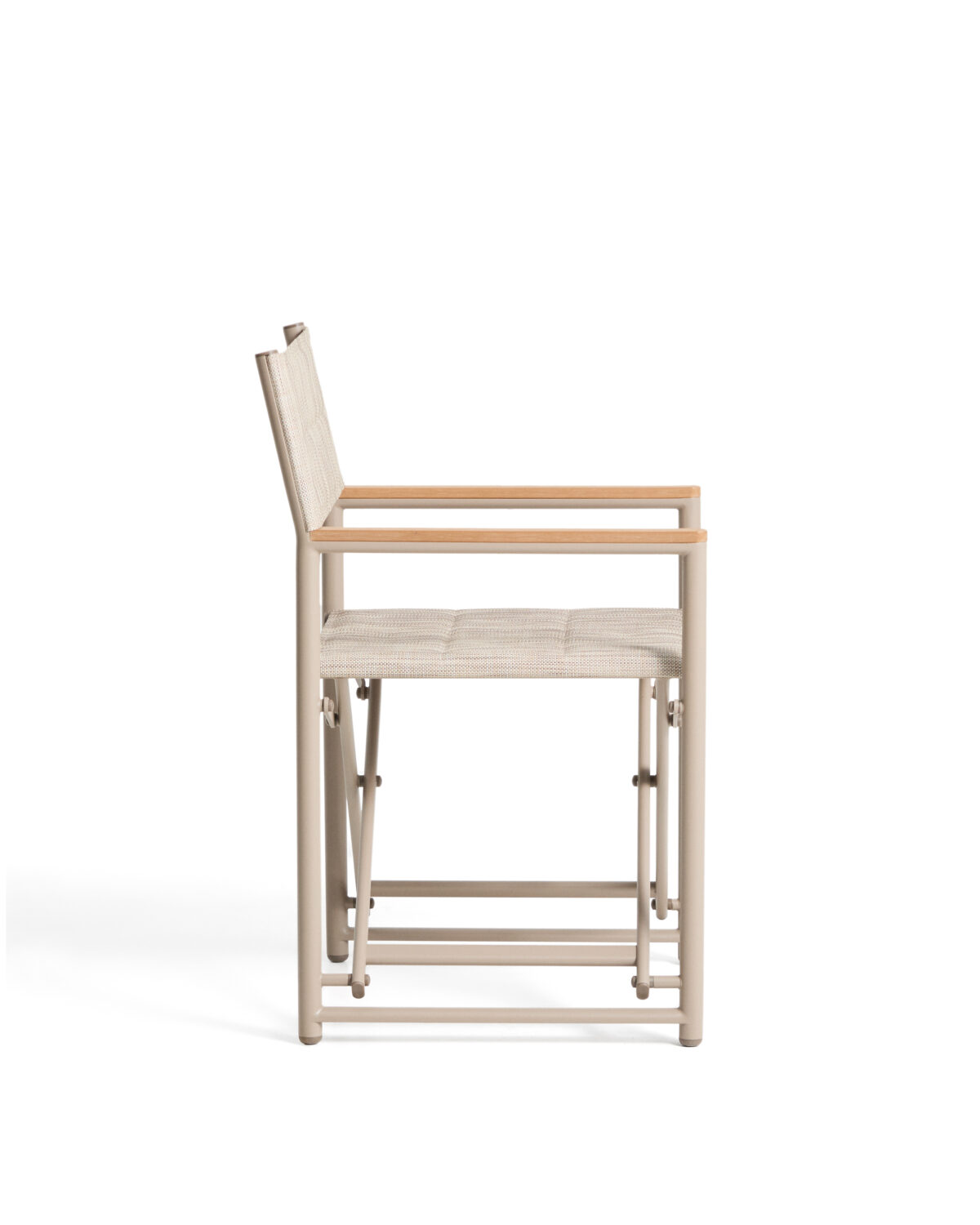 Kave Home Tisno klapstoel voor buiten in taupe aluminium en taupe texteline