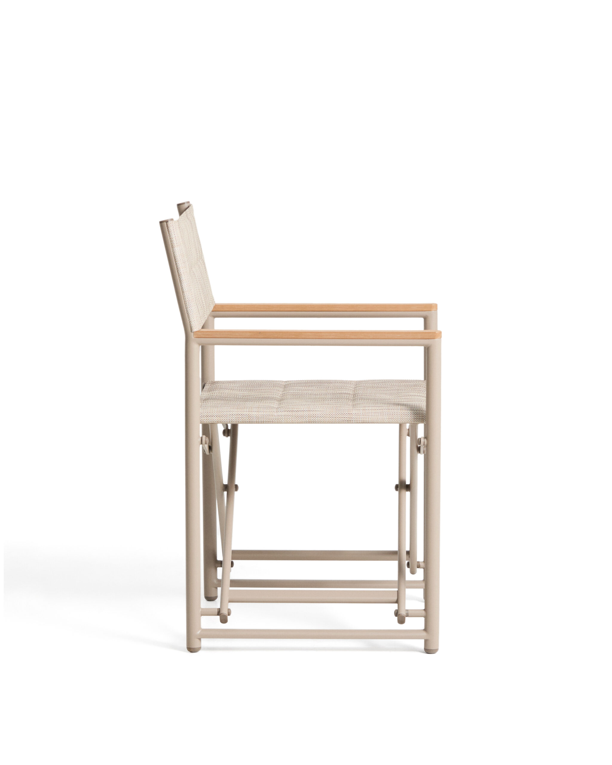 Kave Home Tisno klapstoel voor buiten in taupe aluminium en taupe texteline