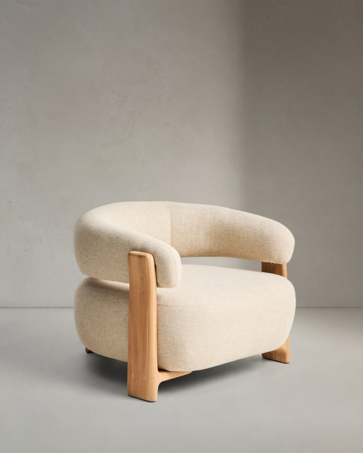 Kave Home Granite outdoor fauteuil in beige met poten in massief teakhout in naturelkleurige afwerking FSC 100% - Afbeelding 3