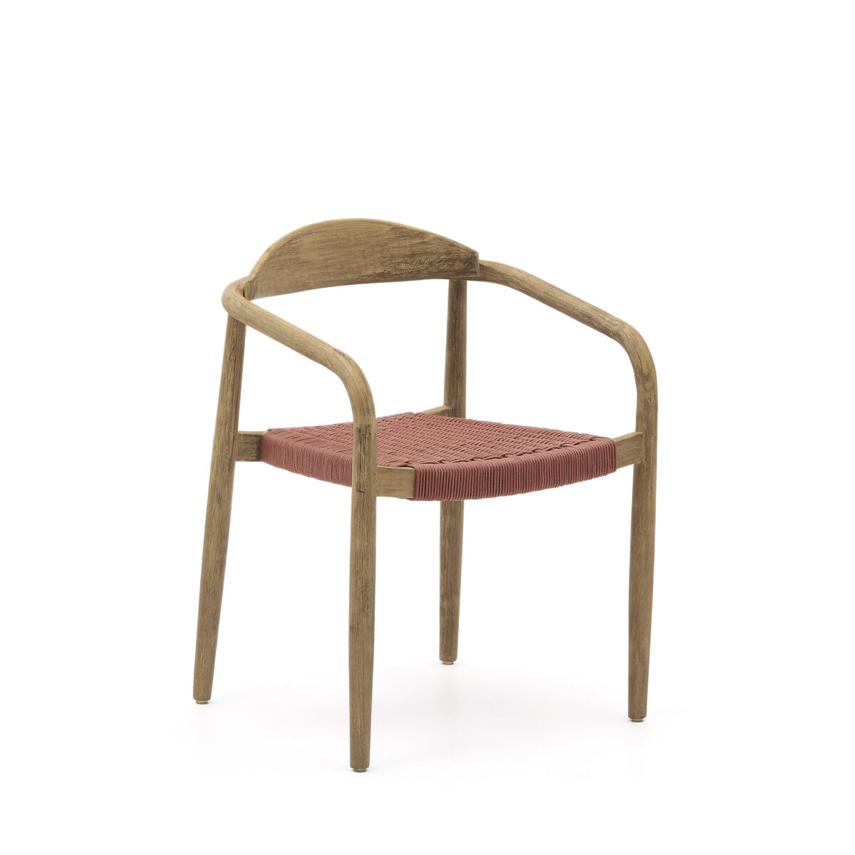 Kave Home Nina stapelbare stoel van massief acaciahout en terracotta touw FSC 100%