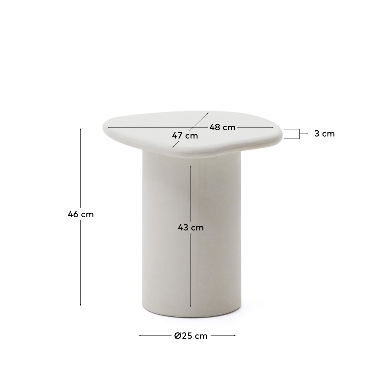 Kave Home Bijzettafel Macarella van wit cement 48 x 47 cm - Afbeelding 6