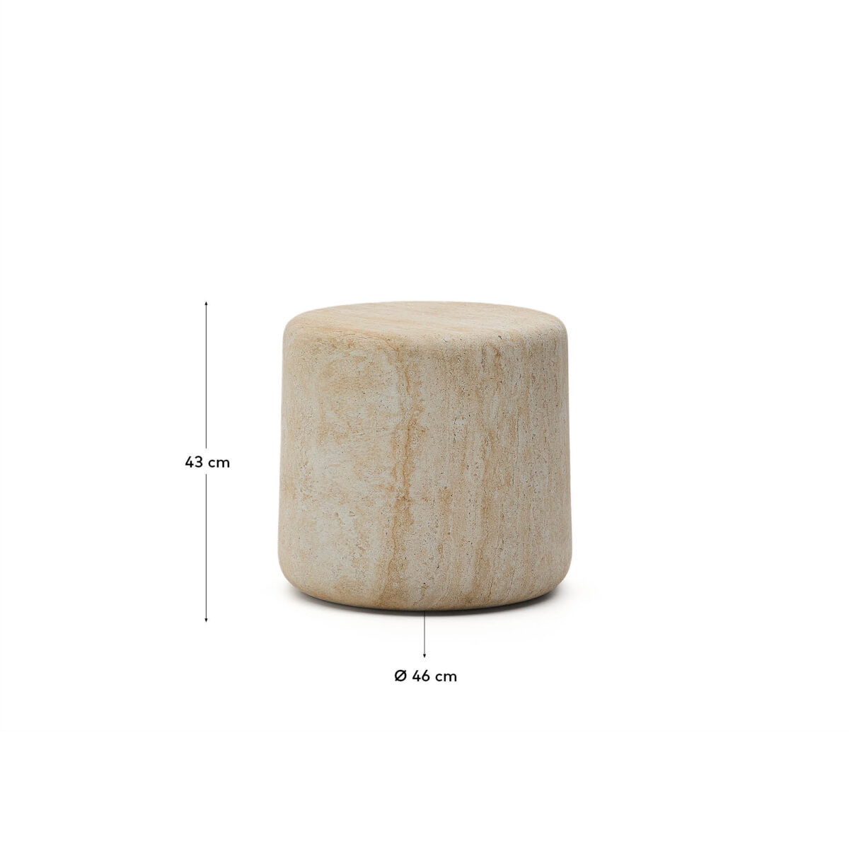 Kave Home Drasi bijzettafel van cement met afwerking van travertijneffect Ø46 cm - Afbeelding 4