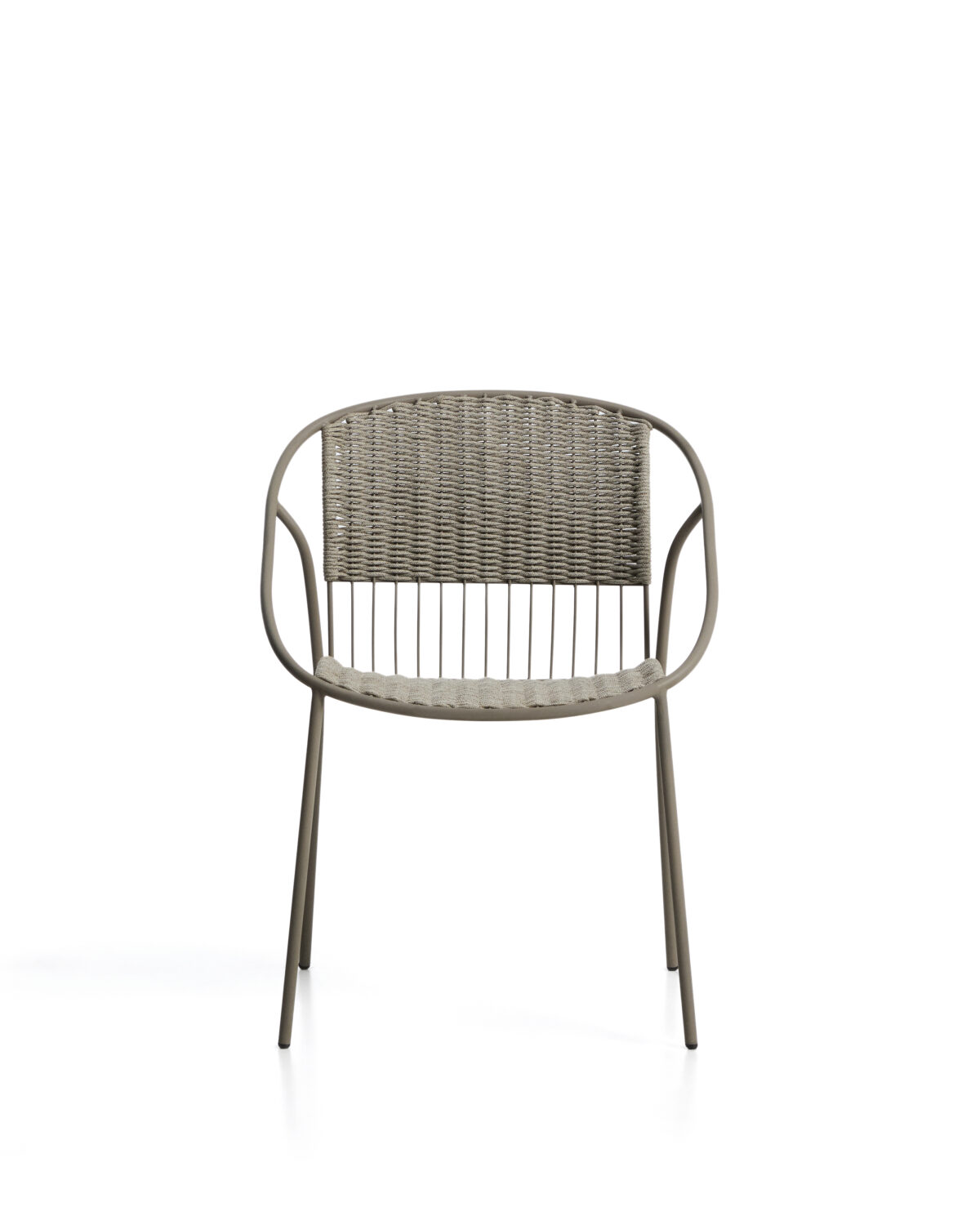 Kave Home Atrani stapelbare outdoor stoel van gegalvaniseerd staal en taupekleurig touw - Afbeelding 8