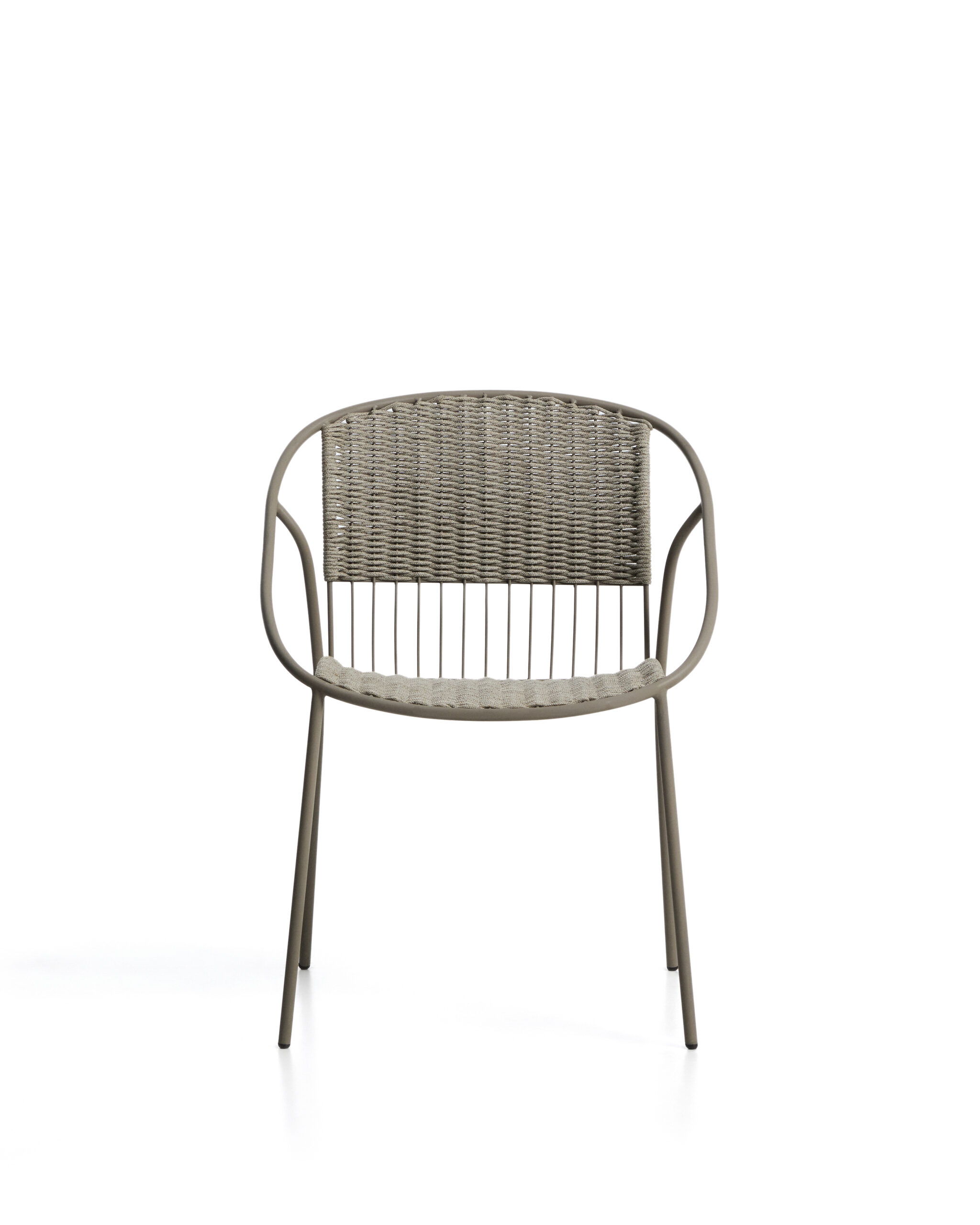 Kave Home Atrani stapelbare outdoor stoel van gegalvaniseerd staal en taupekleurig touw - Afbeelding 8