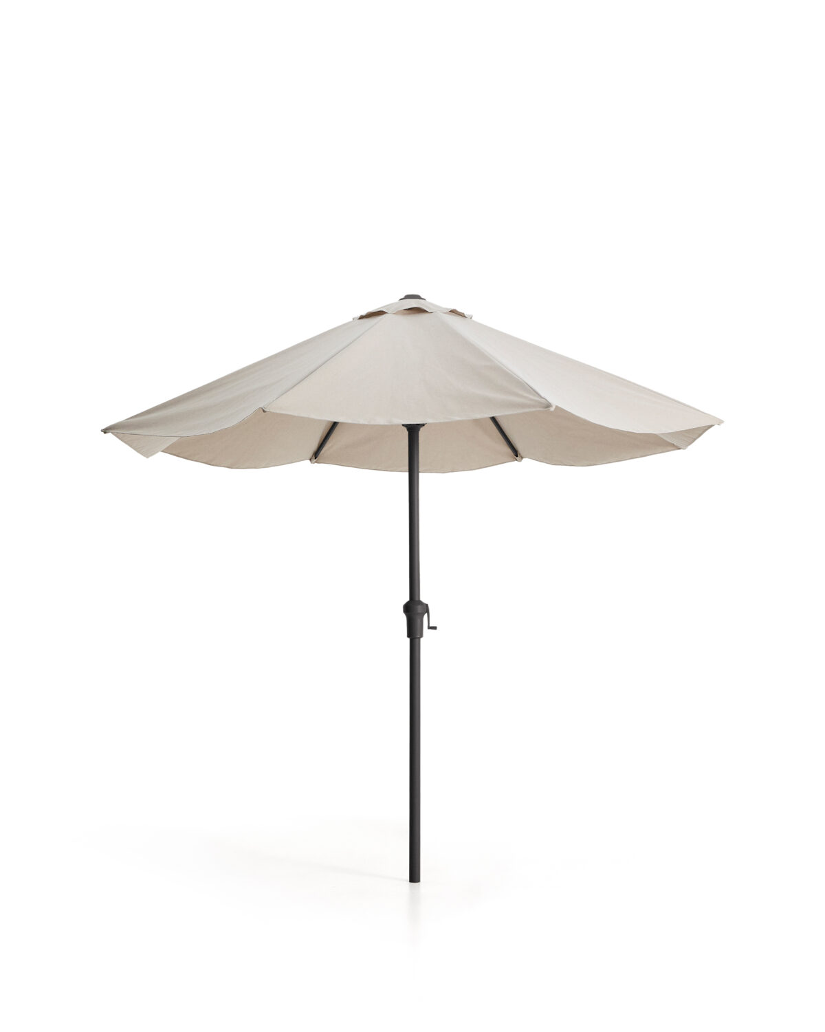 Kave Home Milna beige parasol met centrale paal en grafietkleurig stalen frame Ø300 cm - Afbeelding 5