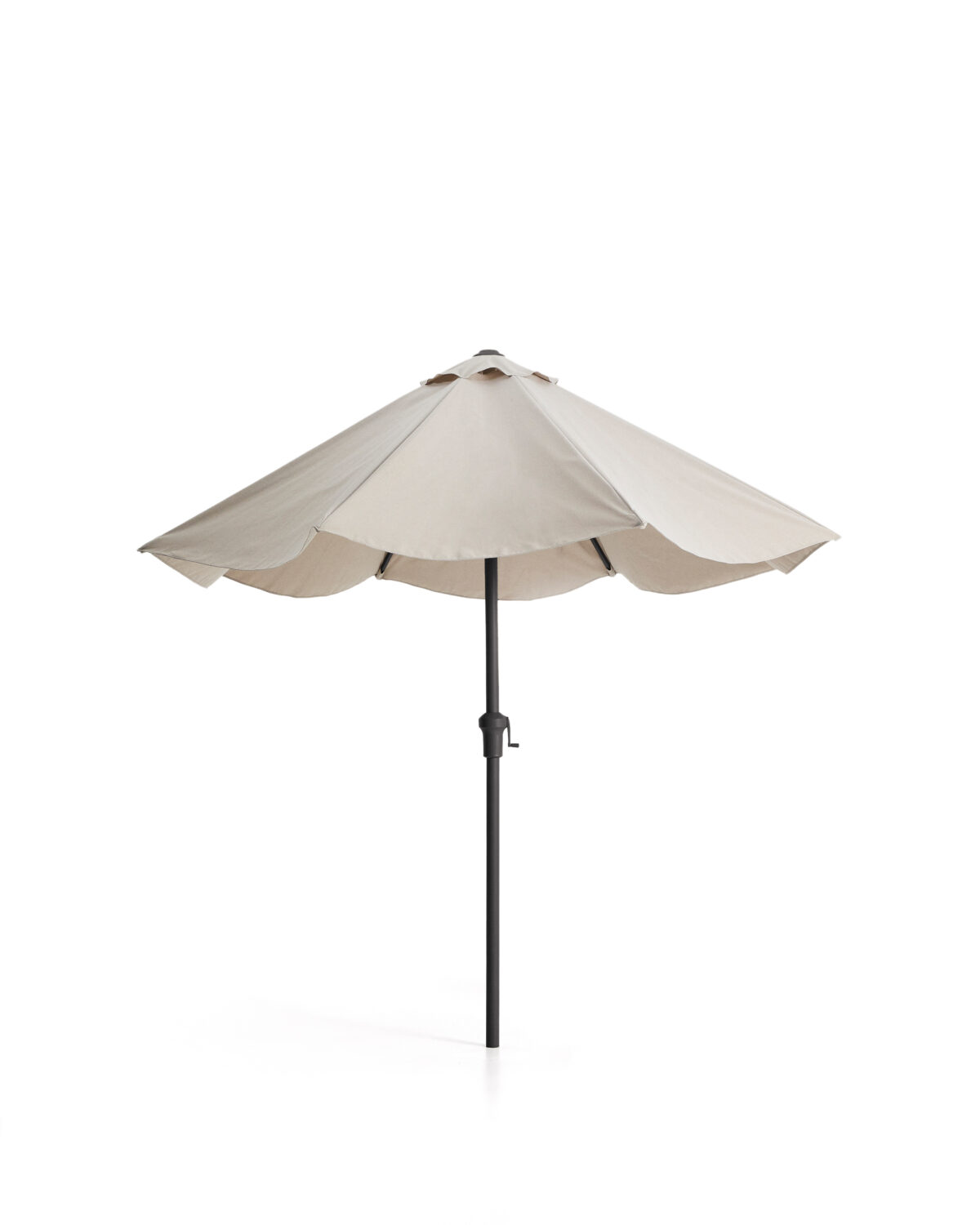 Kave Home Milna beige parasol met centrale paal en grafietkleurig stalen frame Ø300 cm - Afbeelding 6