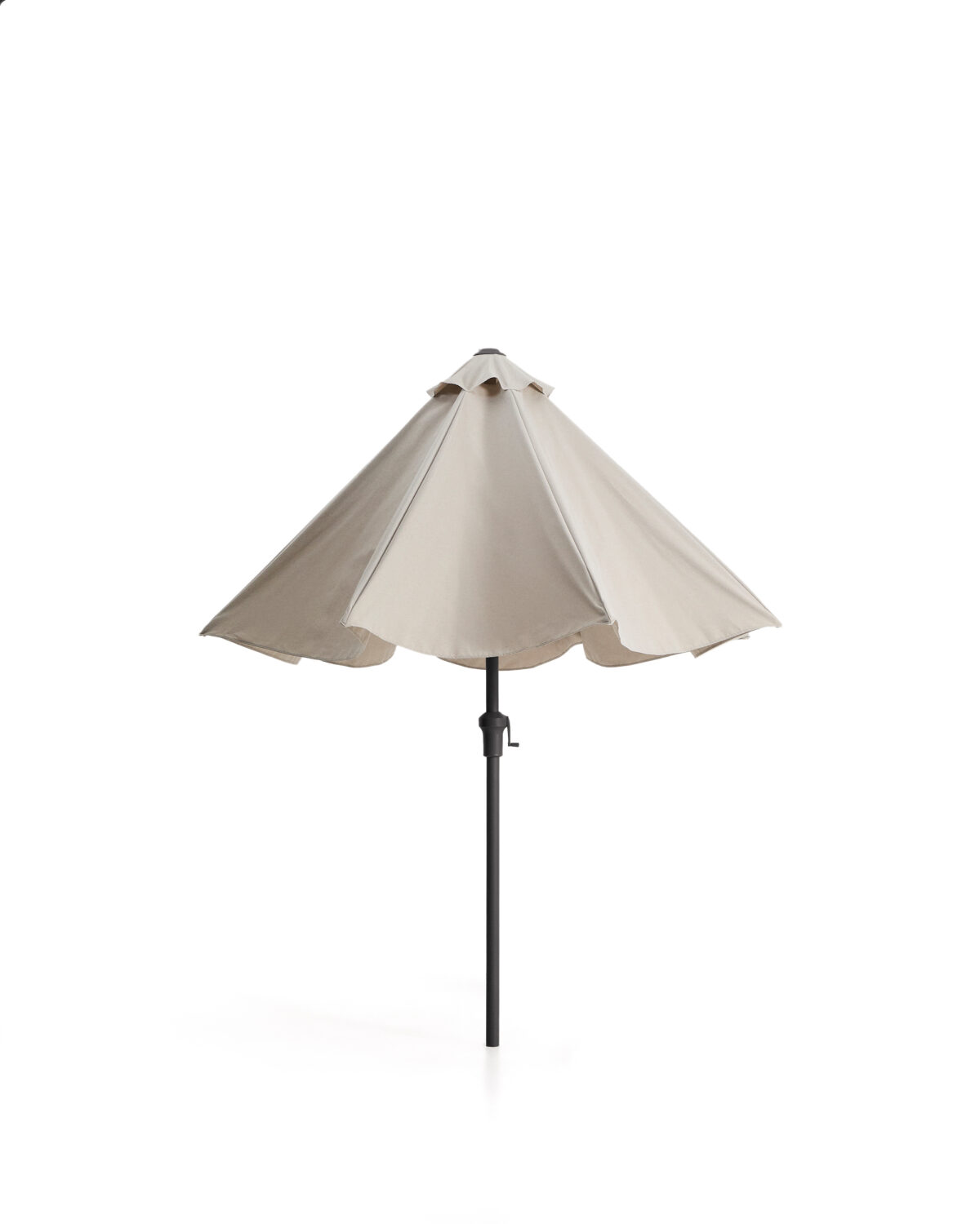 Kave Home Milna beige parasol met centrale paal en grafietkleurig stalen frame Ø300 cm - Afbeelding 8
