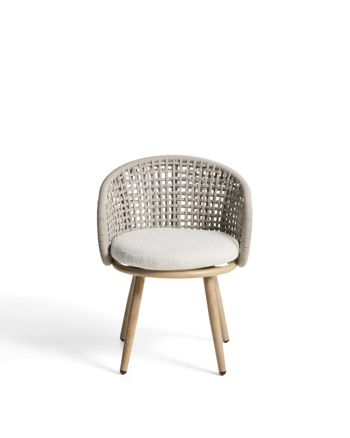 Kave Home Lidario outdoor stoel van aluminium met houteffect en taupe synthetisch touw - Afbeelding 6