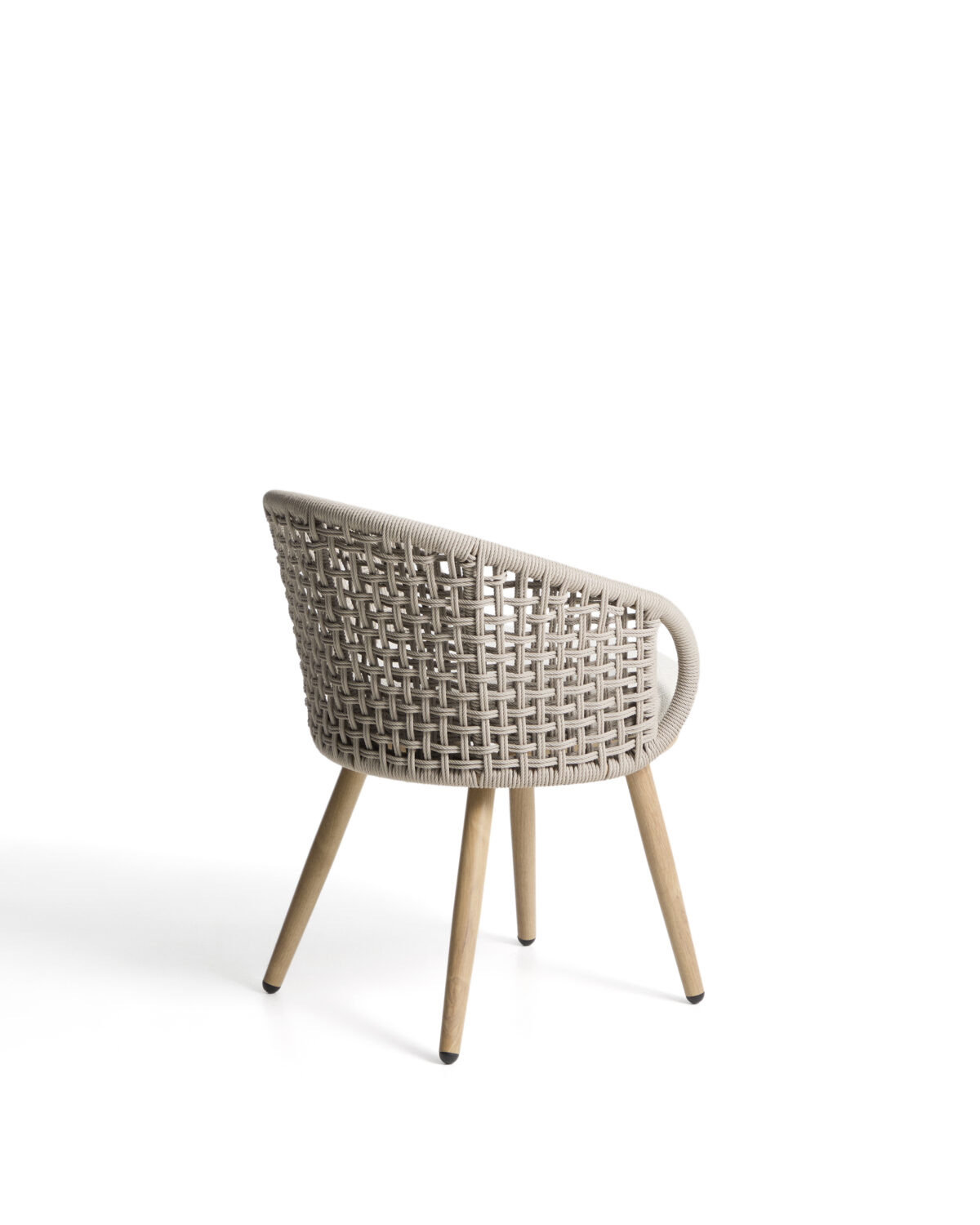 Kave Home Lidario outdoor stoel van aluminium met houteffect en taupe synthetisch touw - Afbeelding 8