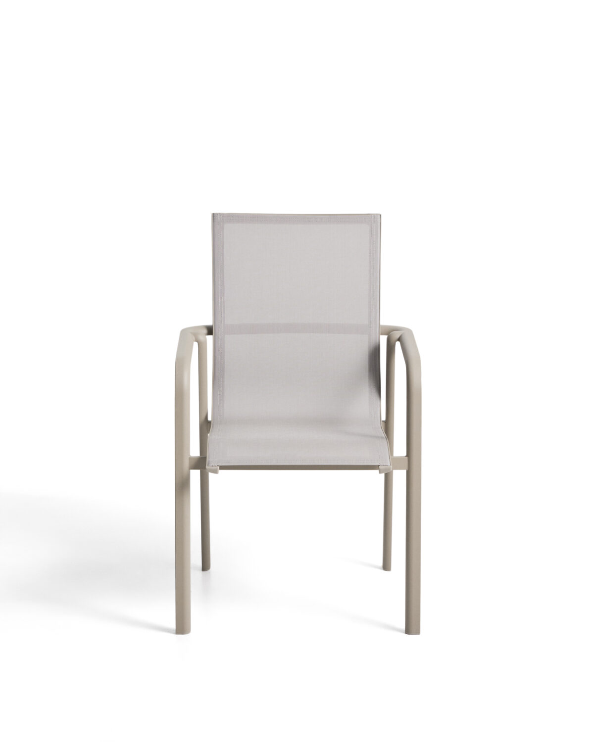 Kave Home Canea stapelbare outdoor stoel van beige textileen en taupekleurig aluminium - Afbeelding 6