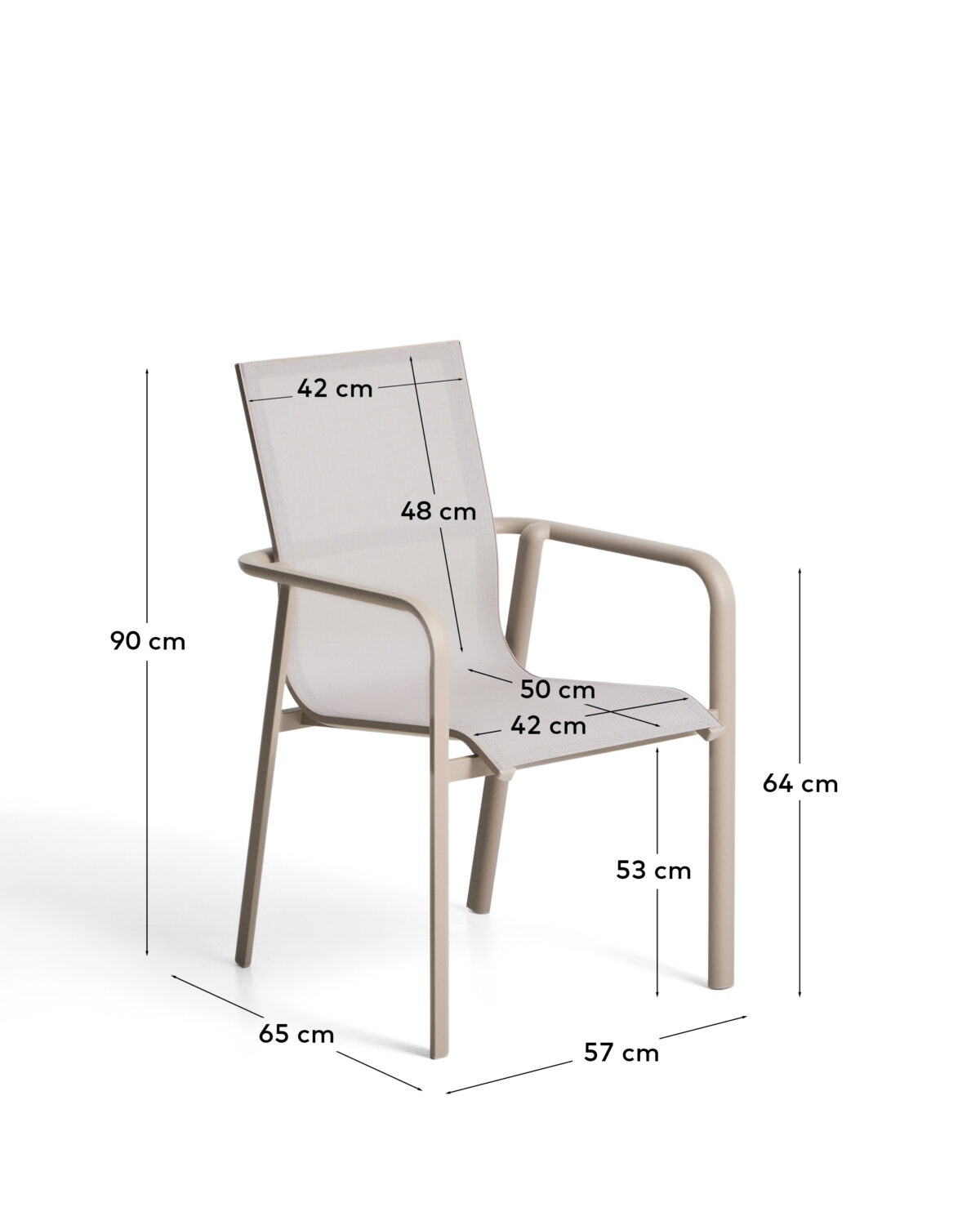Kave Home Canea stapelbare outdoor stoel van beige textileen en taupekleurig aluminium - Afbeelding 10