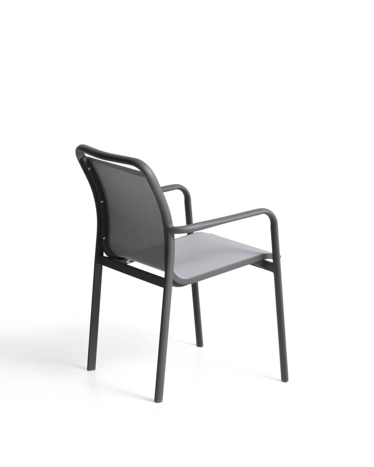 Kave Home Luri stapelbare outdoor stoel van grafietkleurig aluminium en grijs textileen - Afbeelding 10