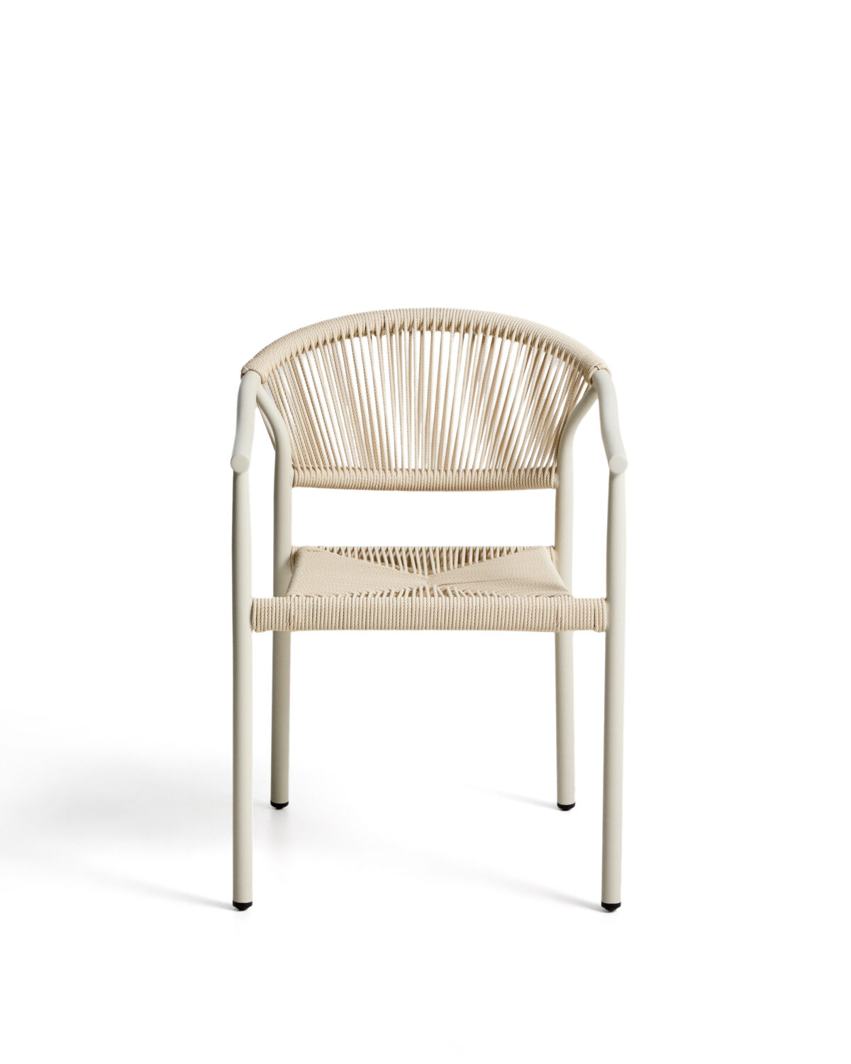 Kave Home Livadia stapelbare outdoor stoel van ecru aluminium - Afbeelding 7