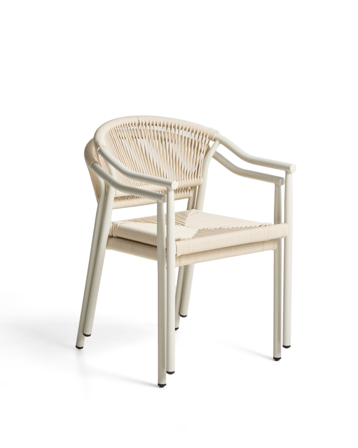 Kave Home Livadia stapelbare outdoor stoel van ecru aluminium - Afbeelding 8
