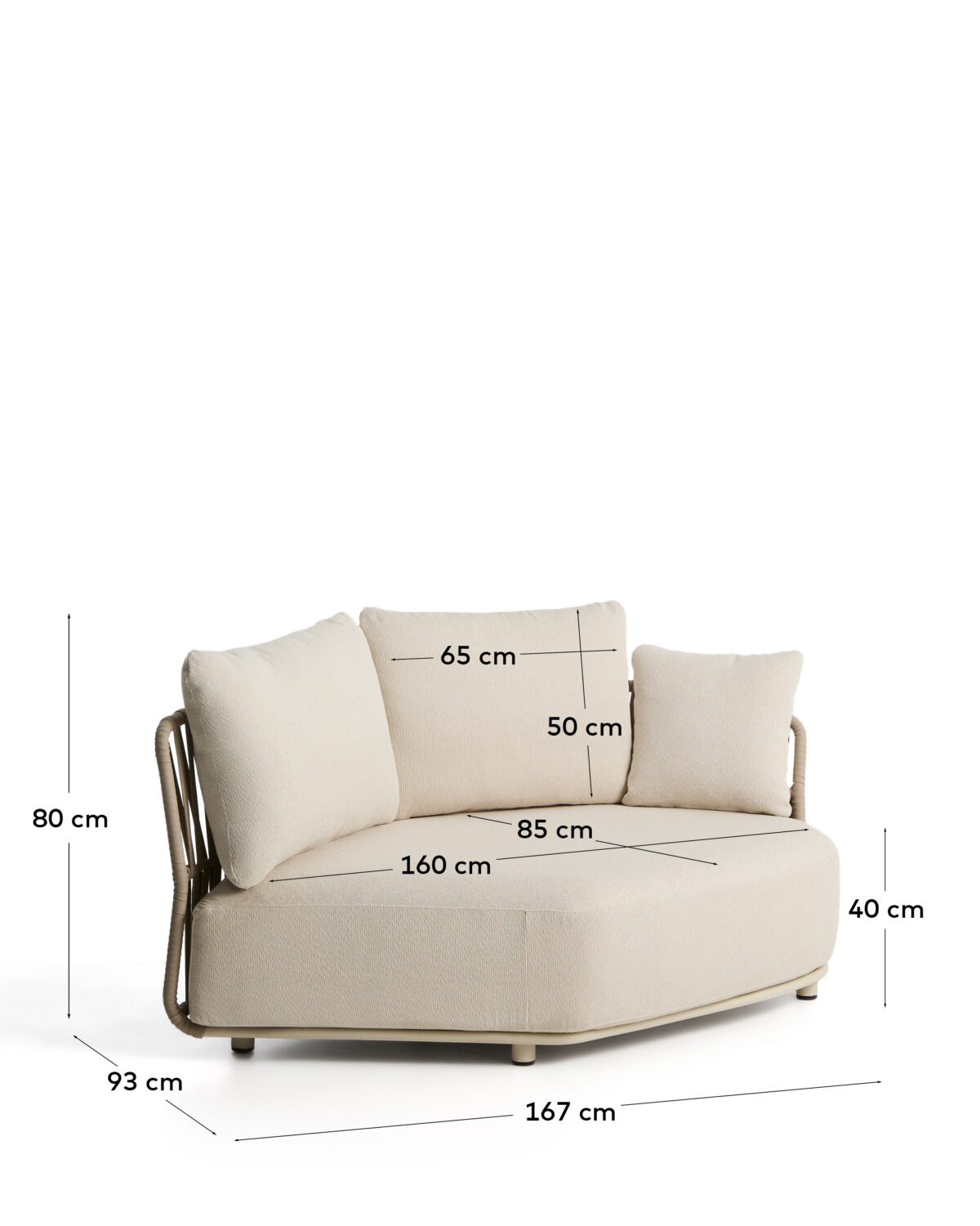 Kave Home Osani geronde module van ecru aluminium en taupe touw 167 cm - Afbeelding 9