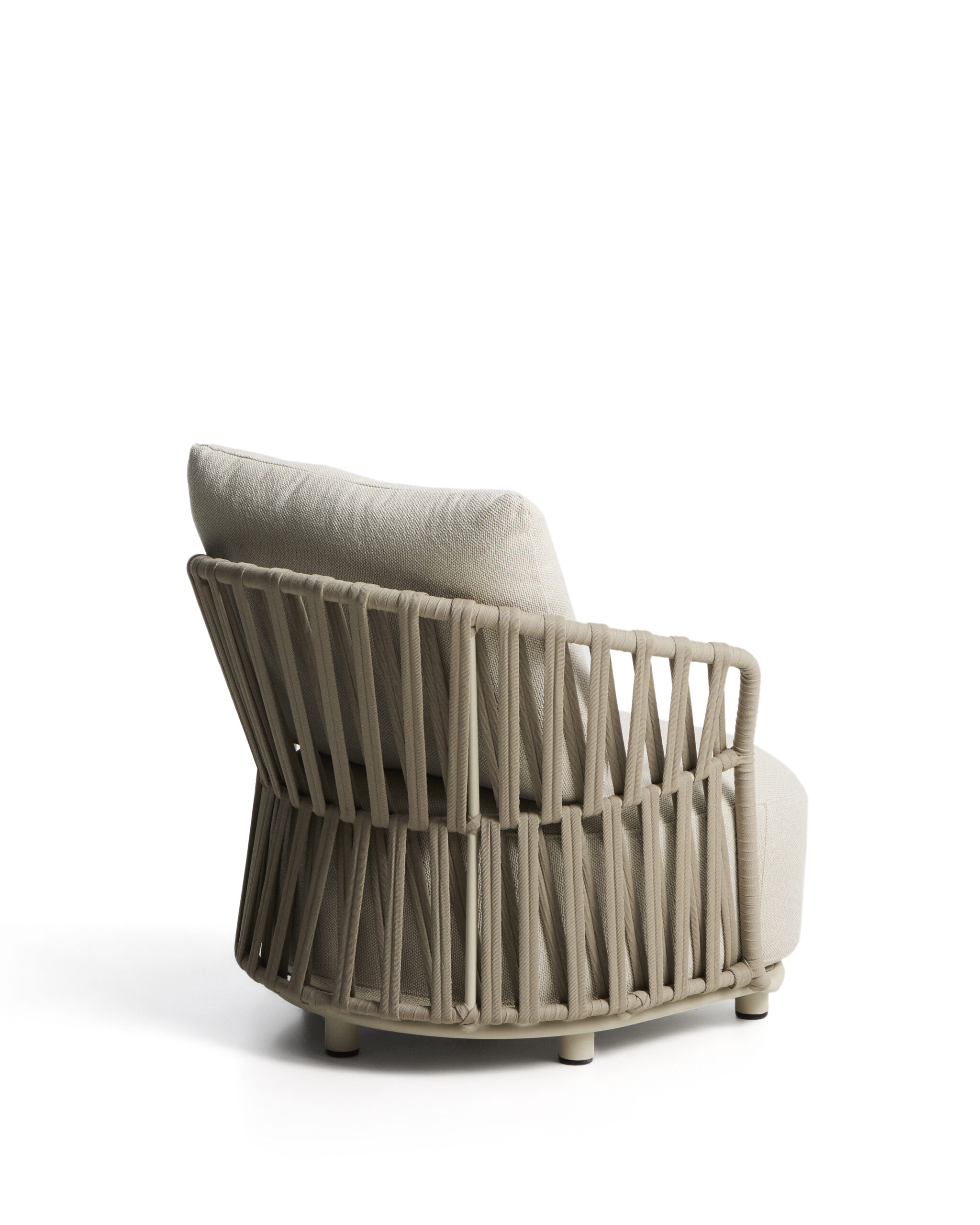 Kave Home Osani fauteuil van ecru aluminium en taupe touw - Afbeelding 7