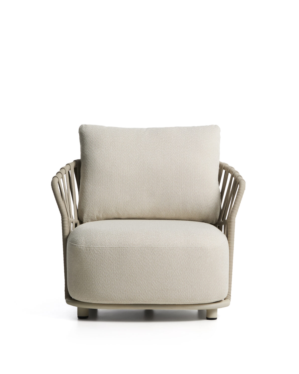 Kave Home Osani fauteuil van ecru aluminium en taupe touw - Afbeelding 8